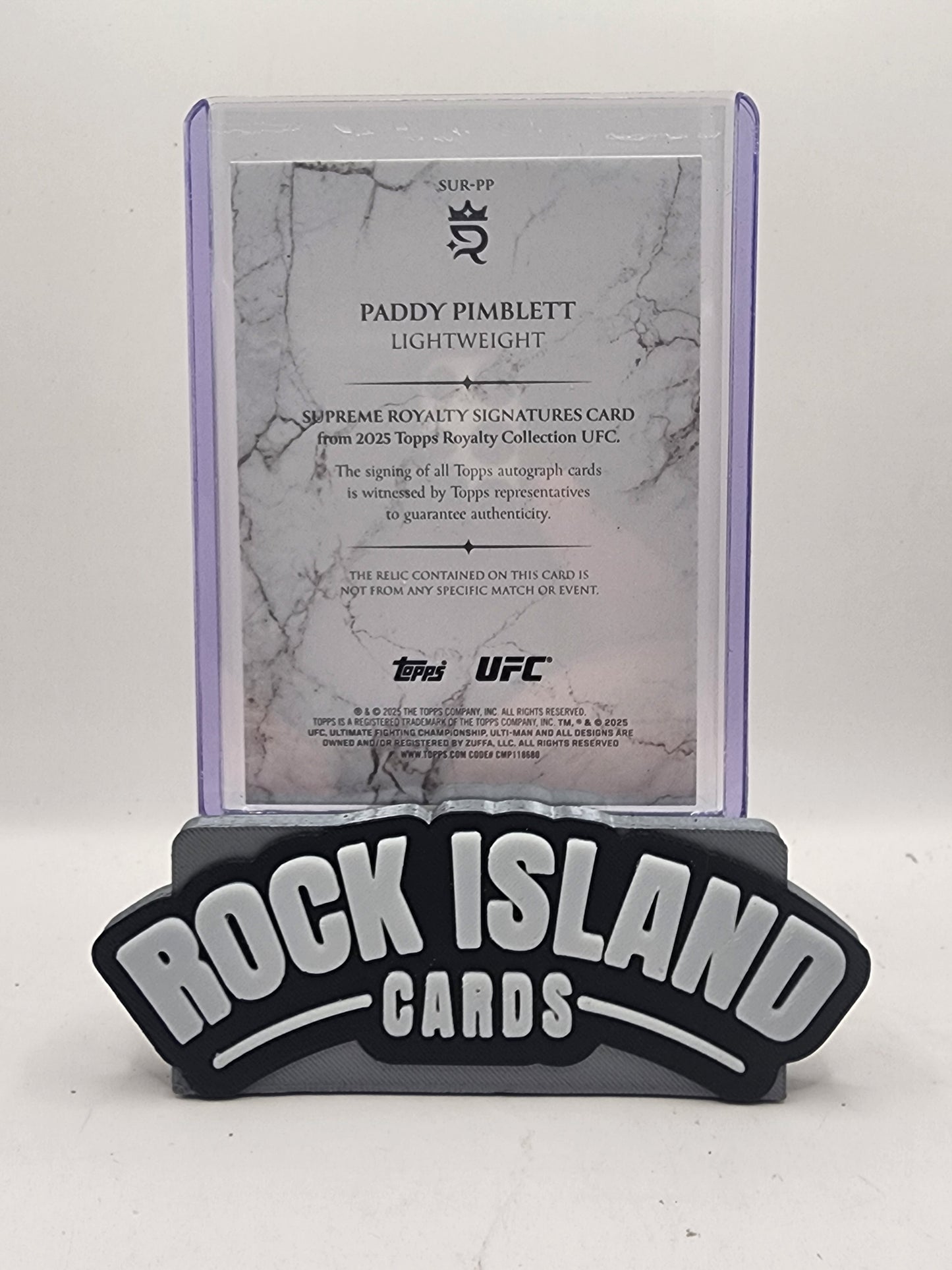Paddy Pimblett 2025 Topps Royalty Collection UFC Supreme Royalty Signatures /49