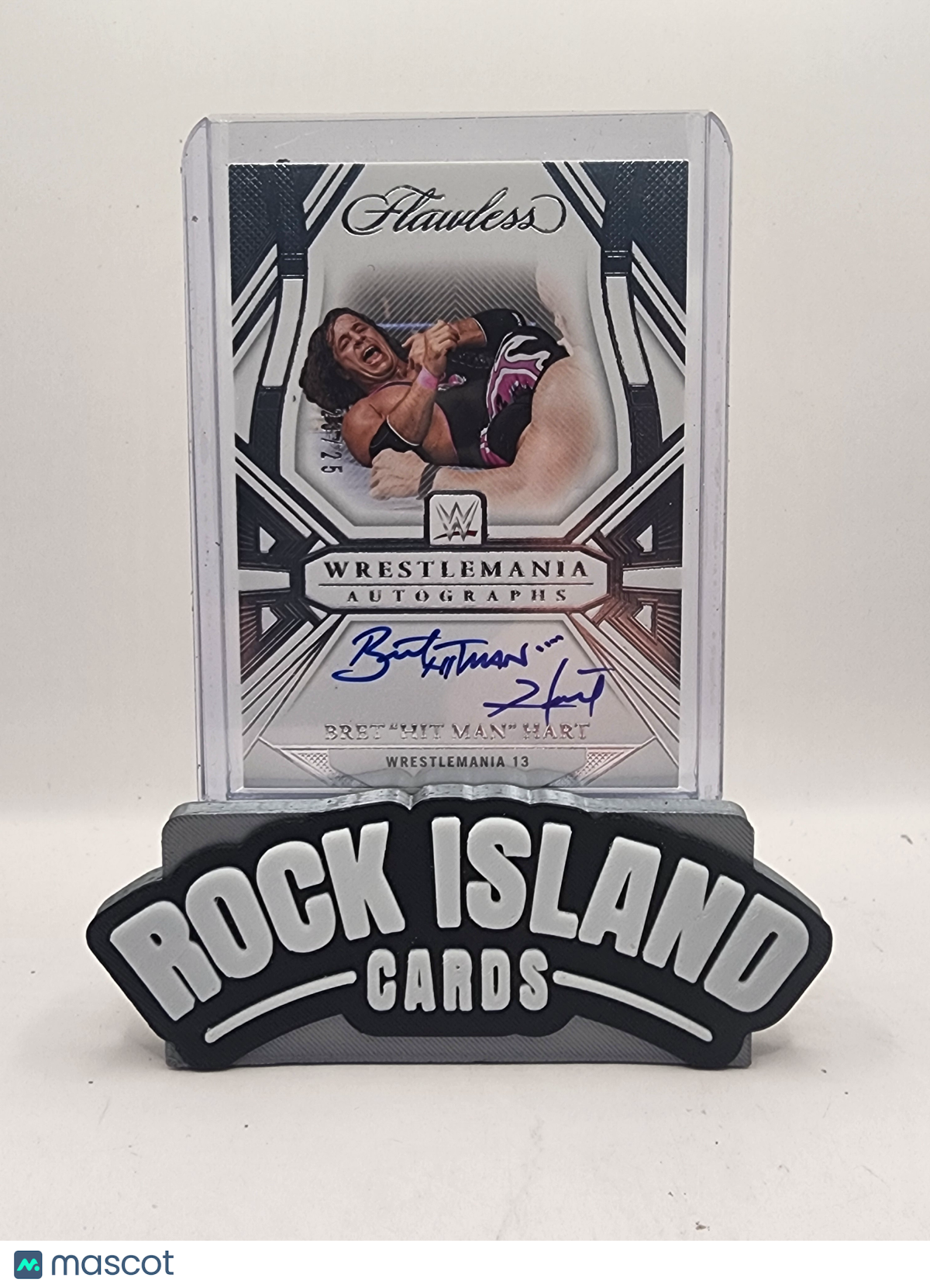Bret "Hit Man" Hart 2024 Panini Flawless WWE WrestleMania Autographs #WM-BHM /15
