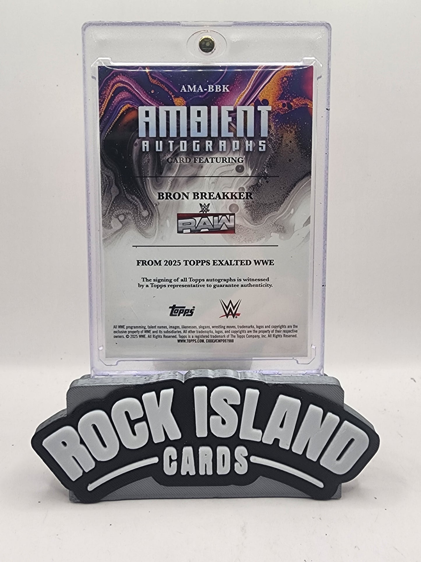 Bron Breakker 2025 Topps Exalted WWE Ambient Autographs #AMA-BBK 15/25