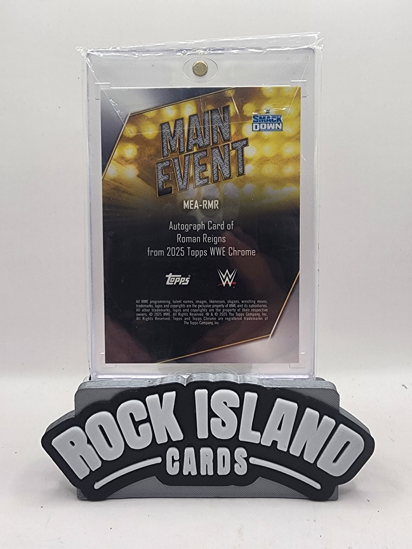 Roman Reigns 2025 Topps WWE Chrome Main Event #MEA-RMR Gold 26/50