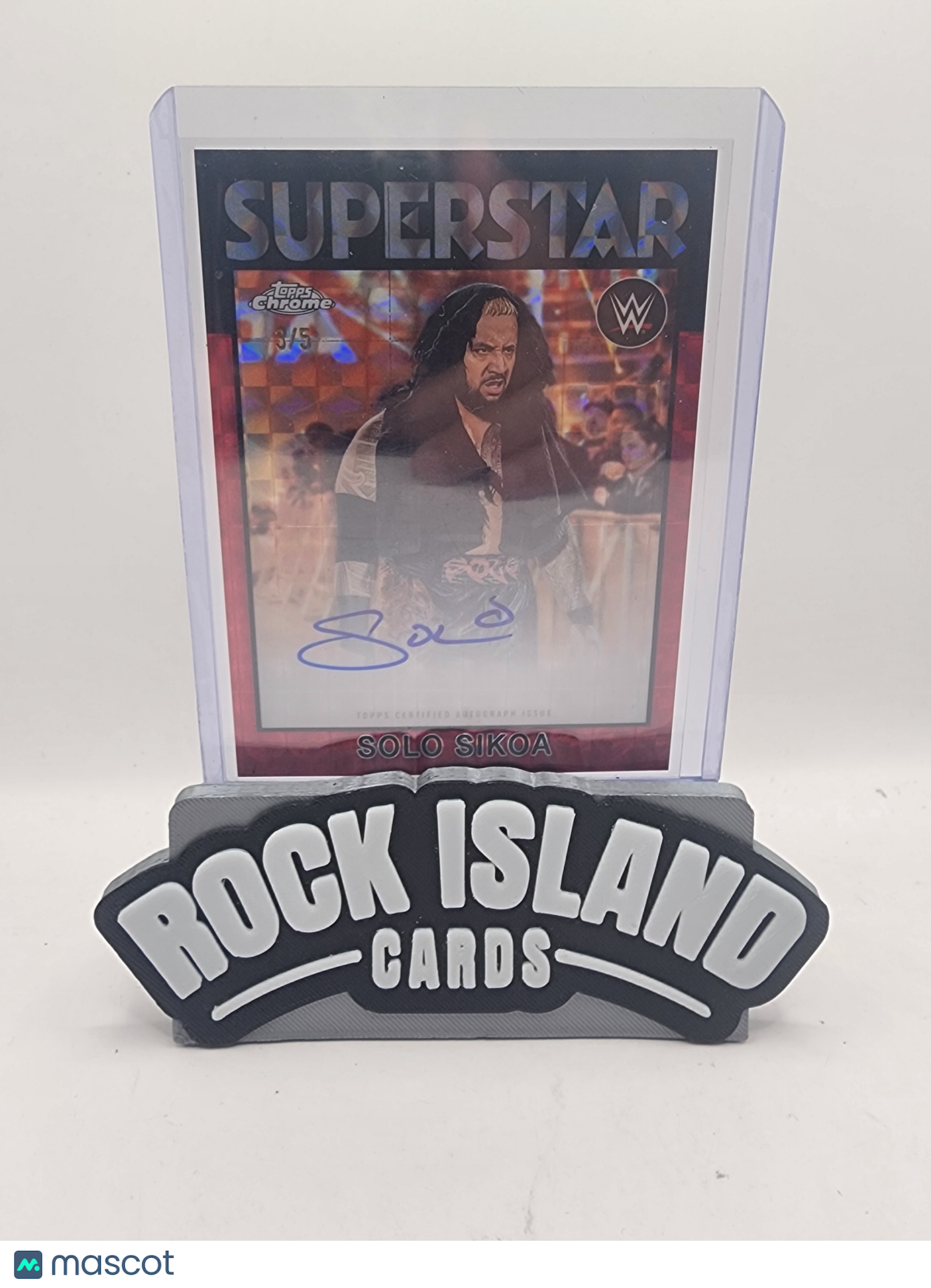 Solo Sikoa 2026 Topps Chrome WWE 1986 Topps Superstar #86T-SS Red Refractor 3/5