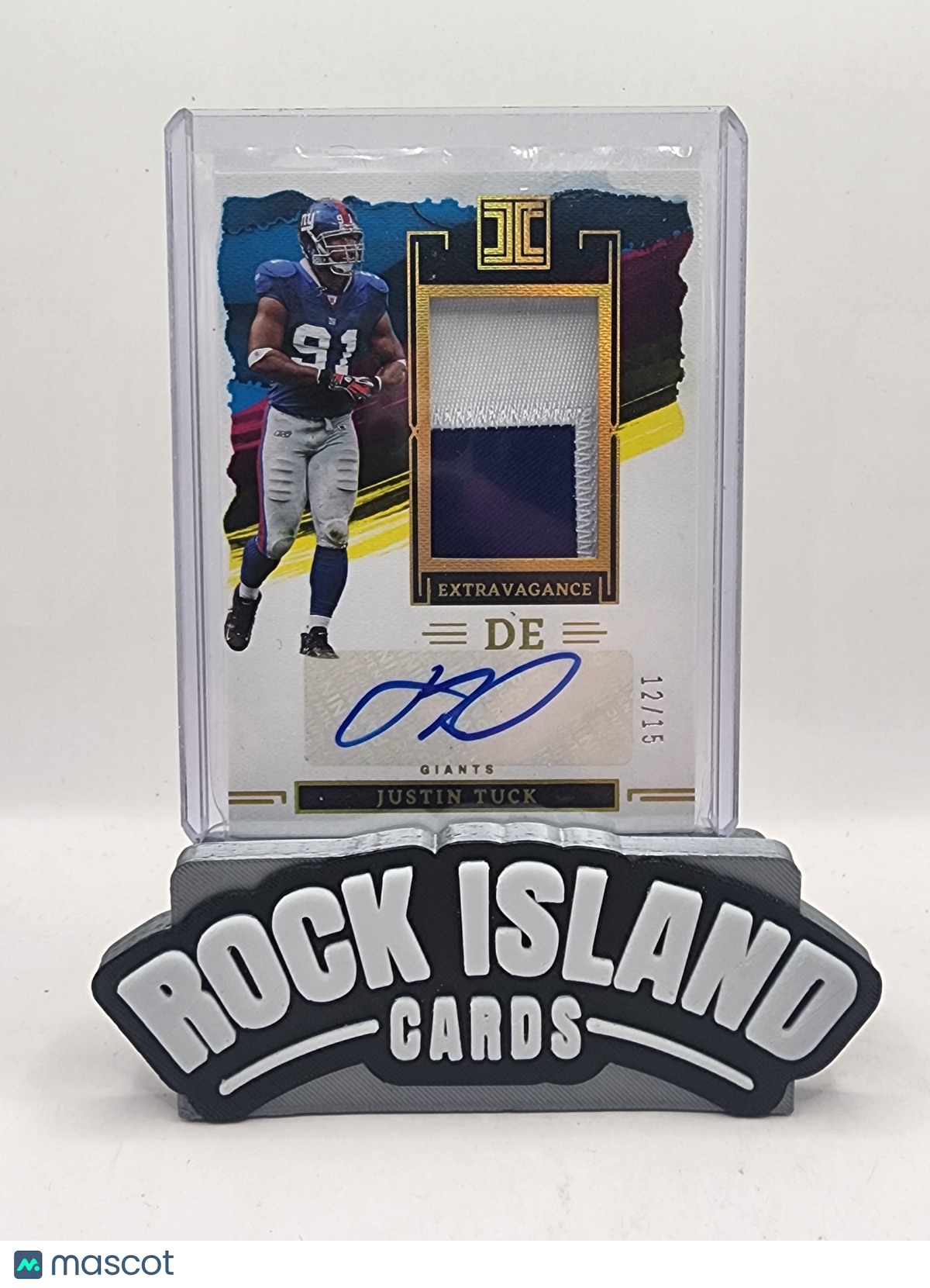 Justin Tuck 2023 Panini Impeccable Extravagance #EP-JT /15 Patch Memorabilia