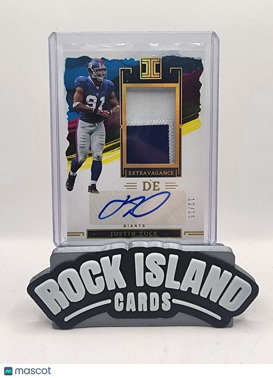 Justin Tuck 2023 Panini Impeccable Extravagance #EP-JT /15 Patch Memorabilia