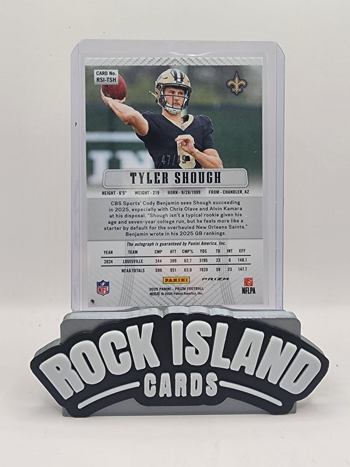 Tyler Shough 2025 Panini Prizm #RSI-TSH Purple Pulsar Rookie 47/49