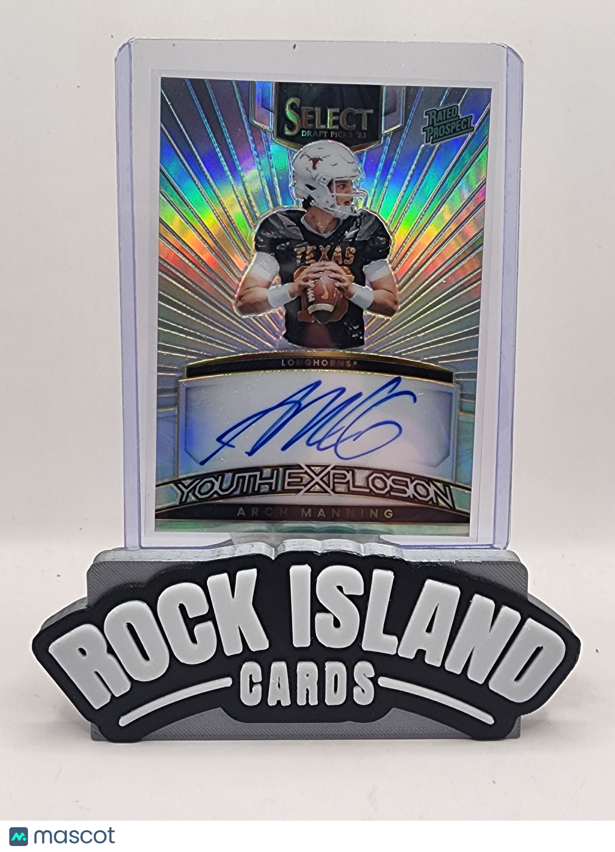 Arch Manning 2023 Panini Select Draft Picks Youth Explosion Prizm Holo RC Auto