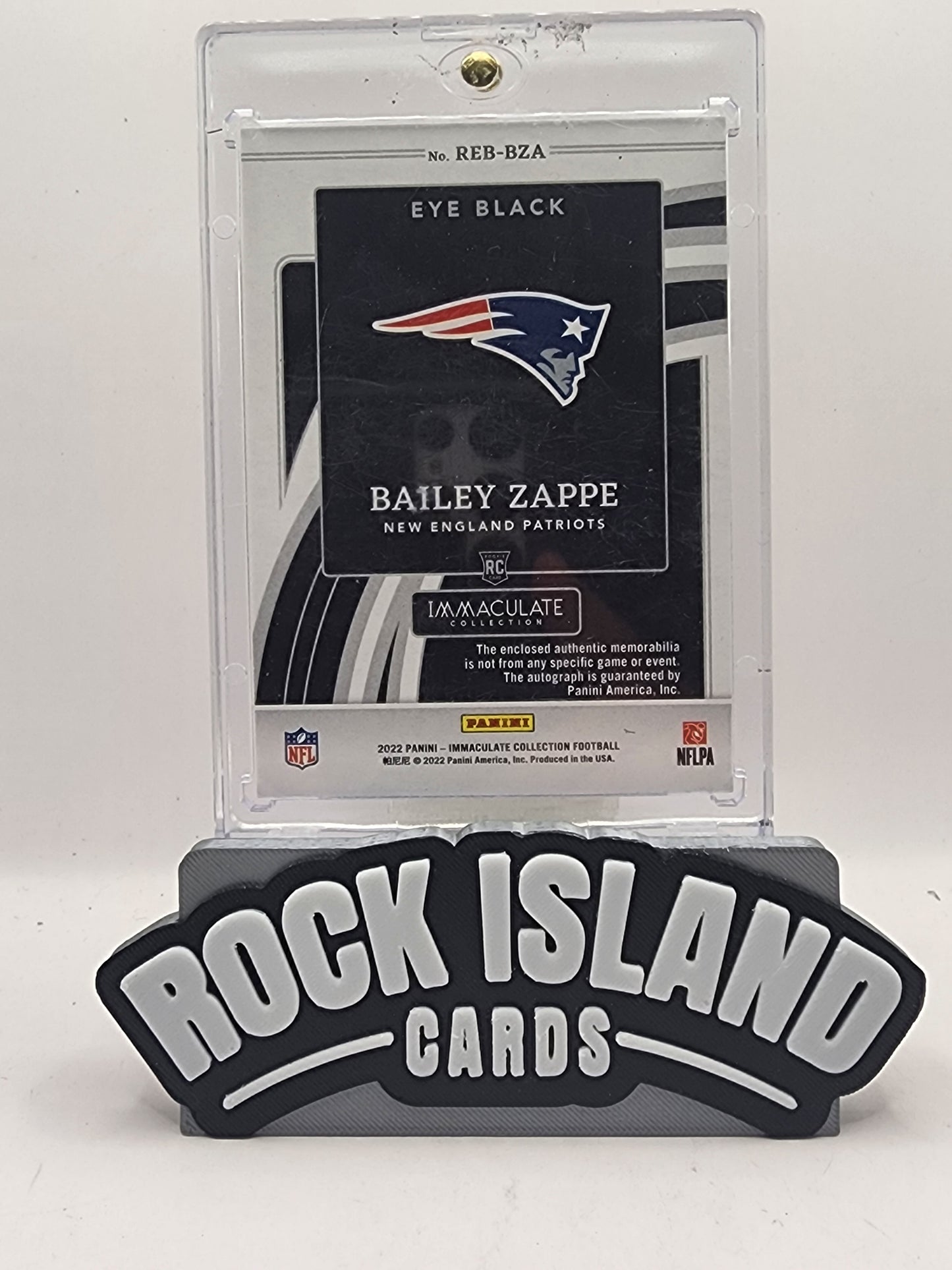 Bailey Zappe 2022 Panini Immaculate Collection #REB-BZA /10 Rookie Eye Black RC