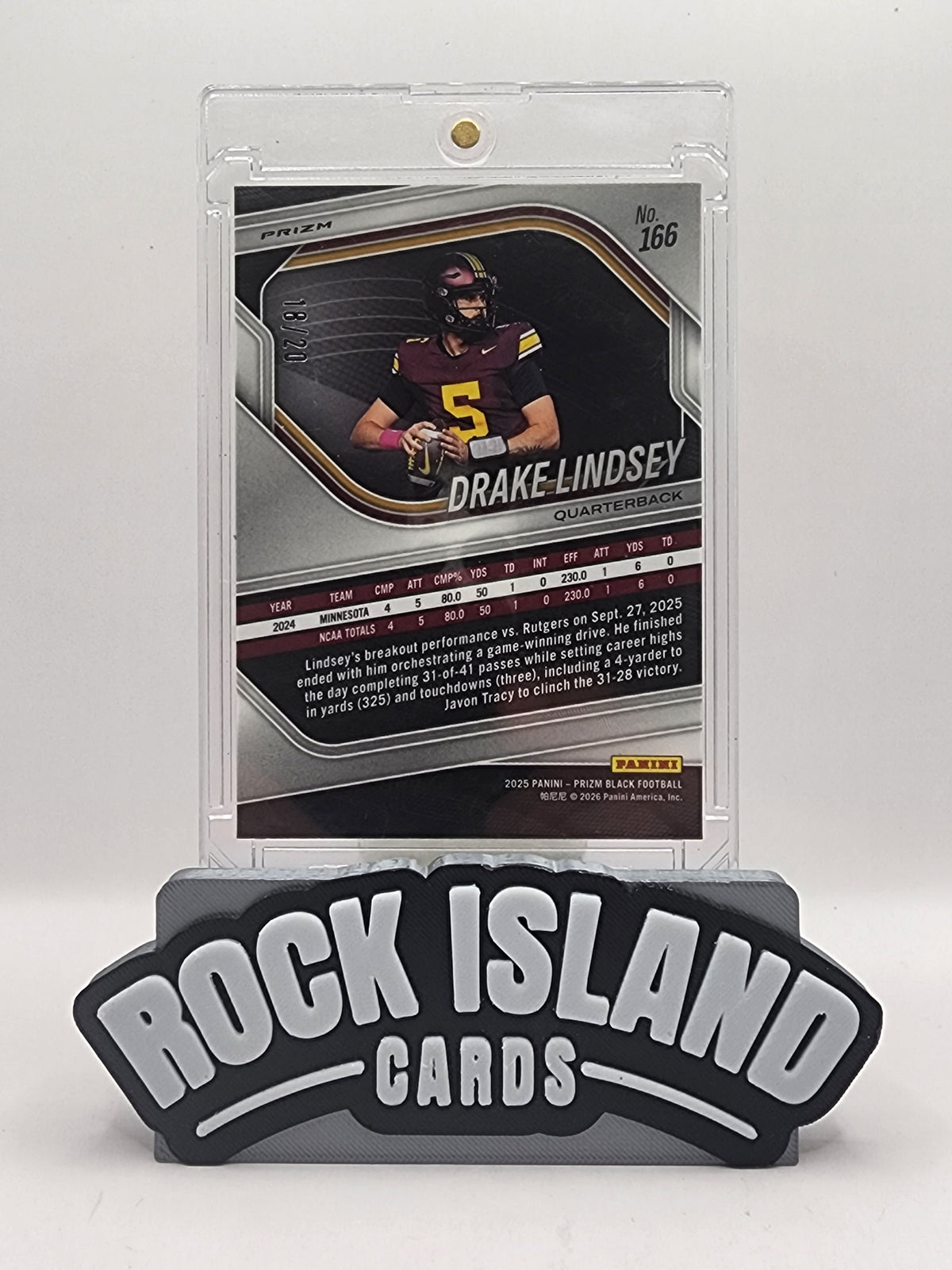 Drake Lindsey 2026 Panini Prizm Black Football #166 Cherry Blossom 18/20
