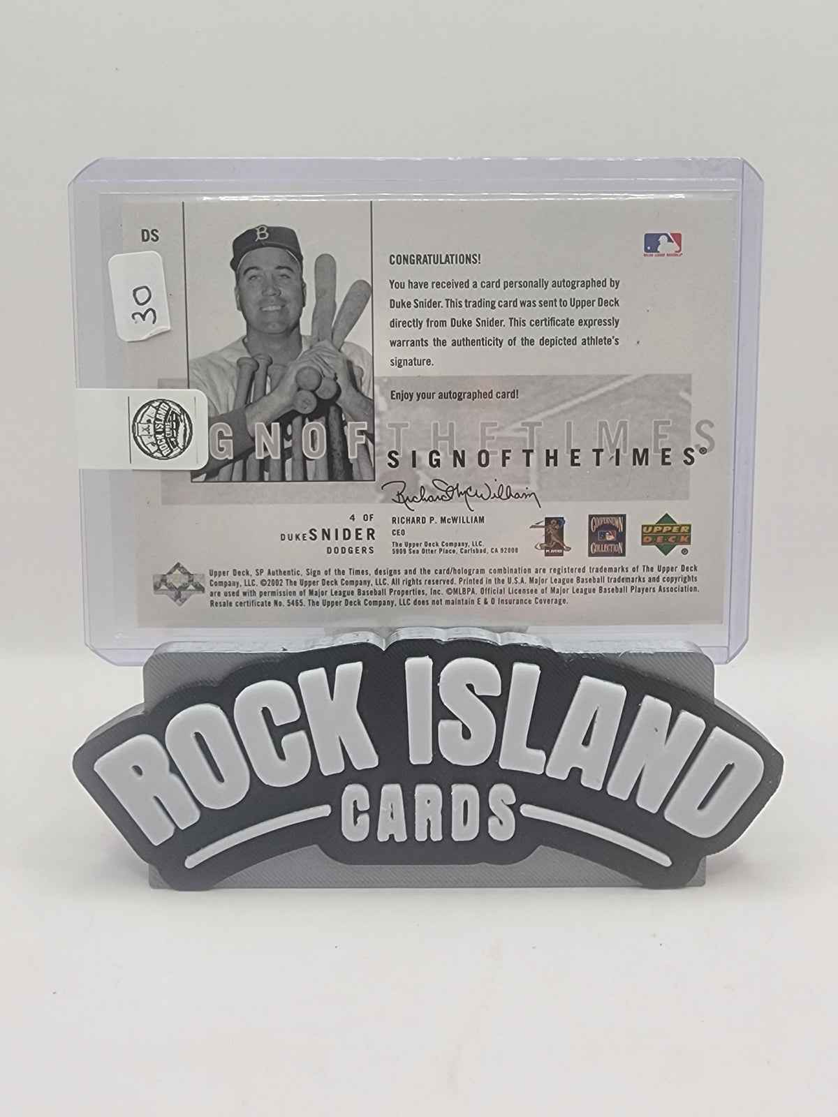 Duke Snider 2002 Upper Deck SP Authentic Sign of the Times #DS 344/500
