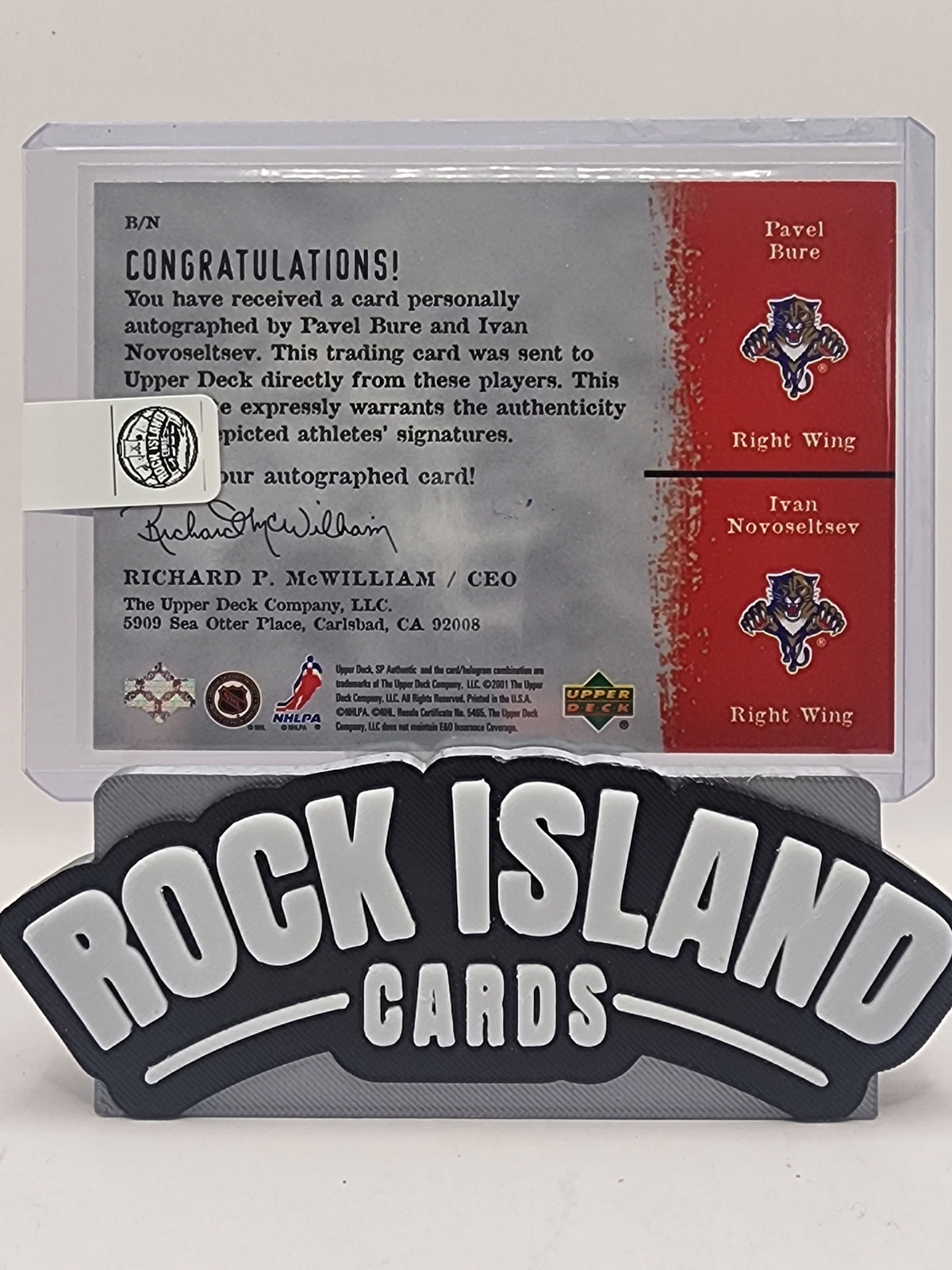 Ivan Novoseltsev Pavel Bure 2001 Upper Deck SP Authentic Sign of the Times #B/N