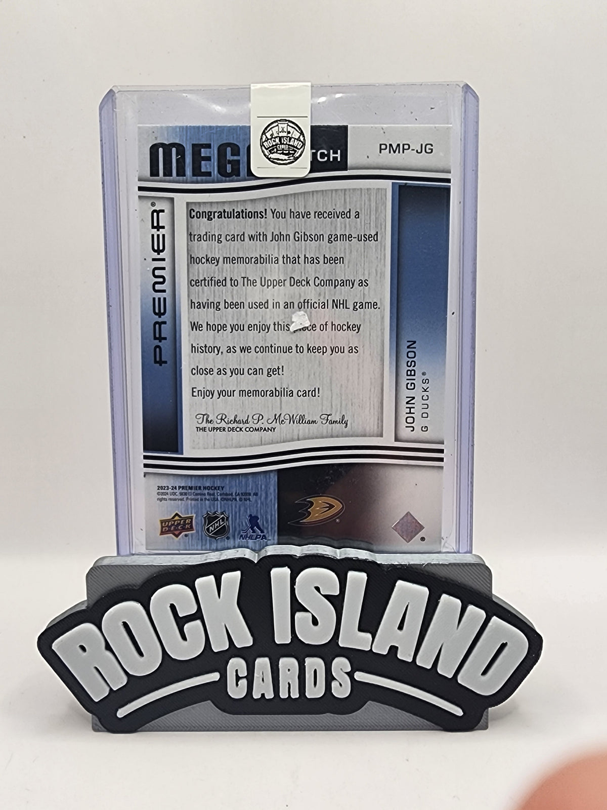 John Gibson 2023 Upper Deck Premier Mega Patch #PMP-JG 5/8 Memorabilia