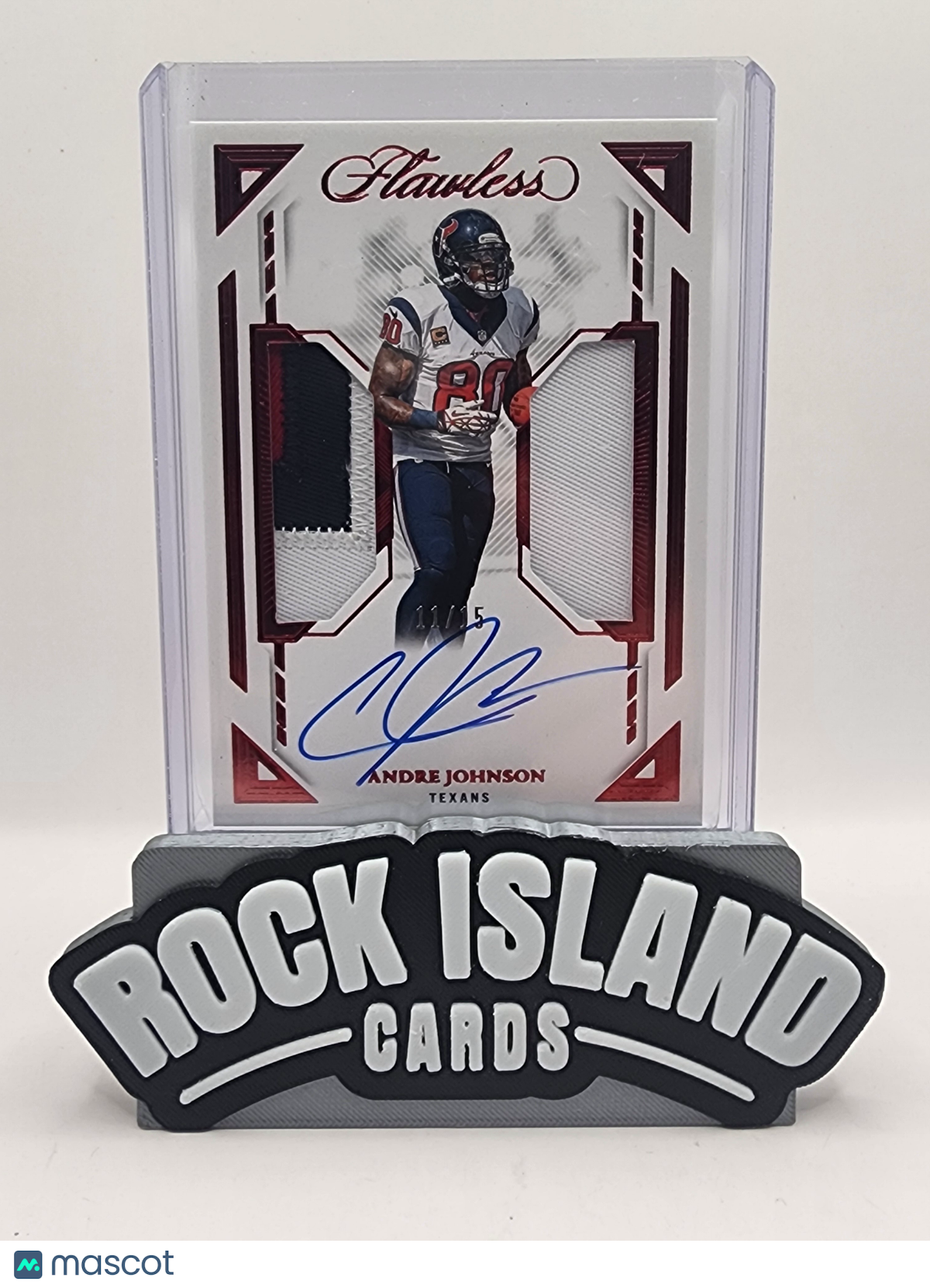 Andre Johnson 2024 Panini Flawless #DPA-AJO Ruby /15 Dual Patch Autographs