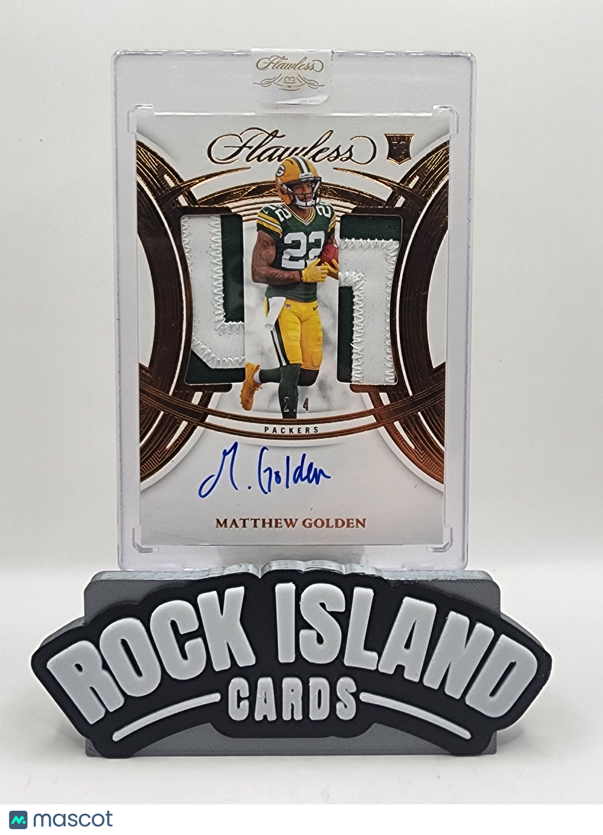 Matthew Golden 2025 Panini Flawless #RDPA-MGN /4 Rookie Dual Patch Autographs