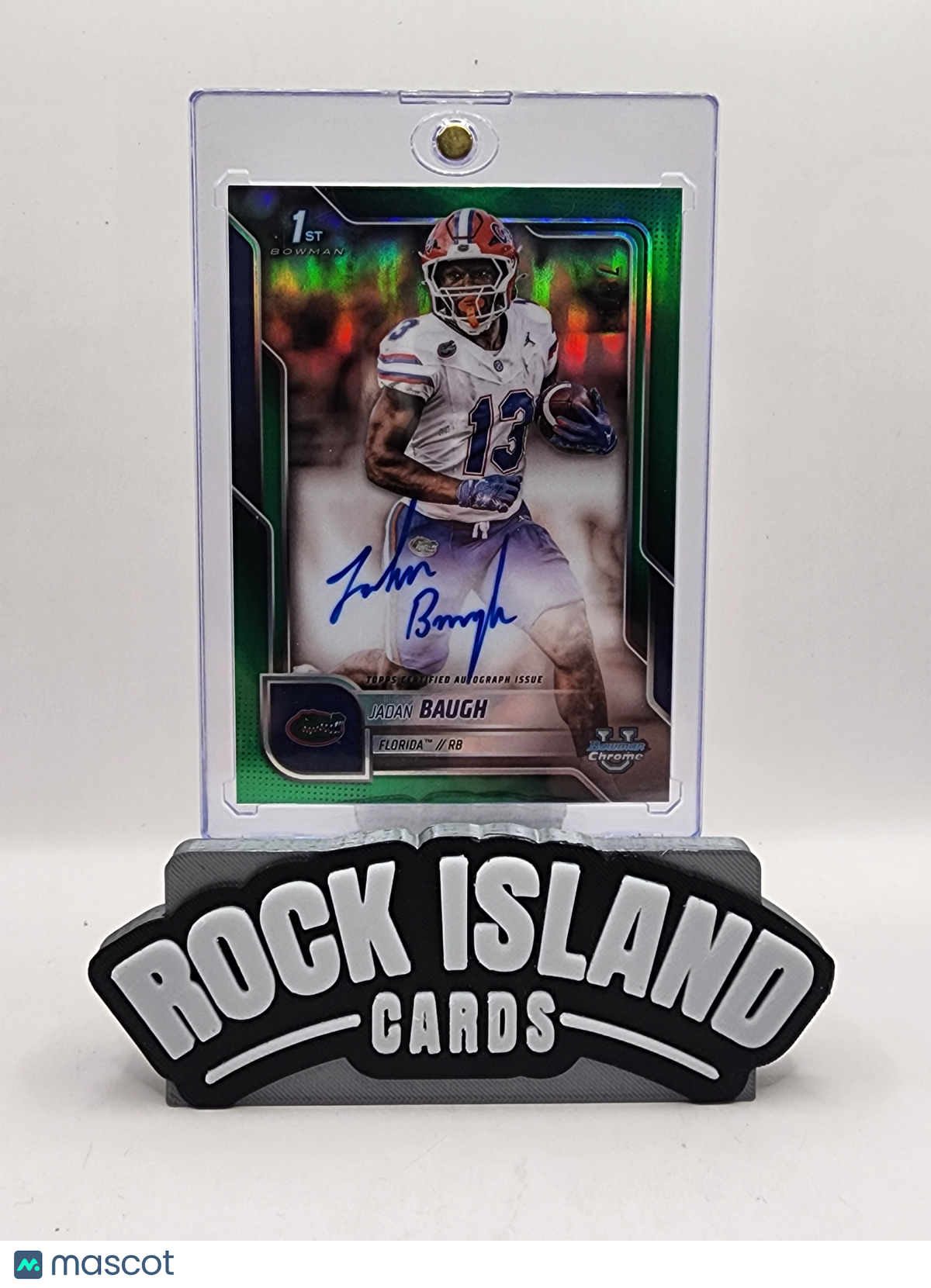 Jadan Baugh 2025 Bowman University Chrome Football #BCA-JBA Green Refractor /99