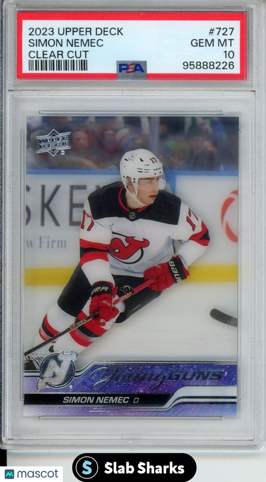 Simon Nemec 2023-24 Upper Deck Extended Series #727 Clear Cut Rookie PSA 10