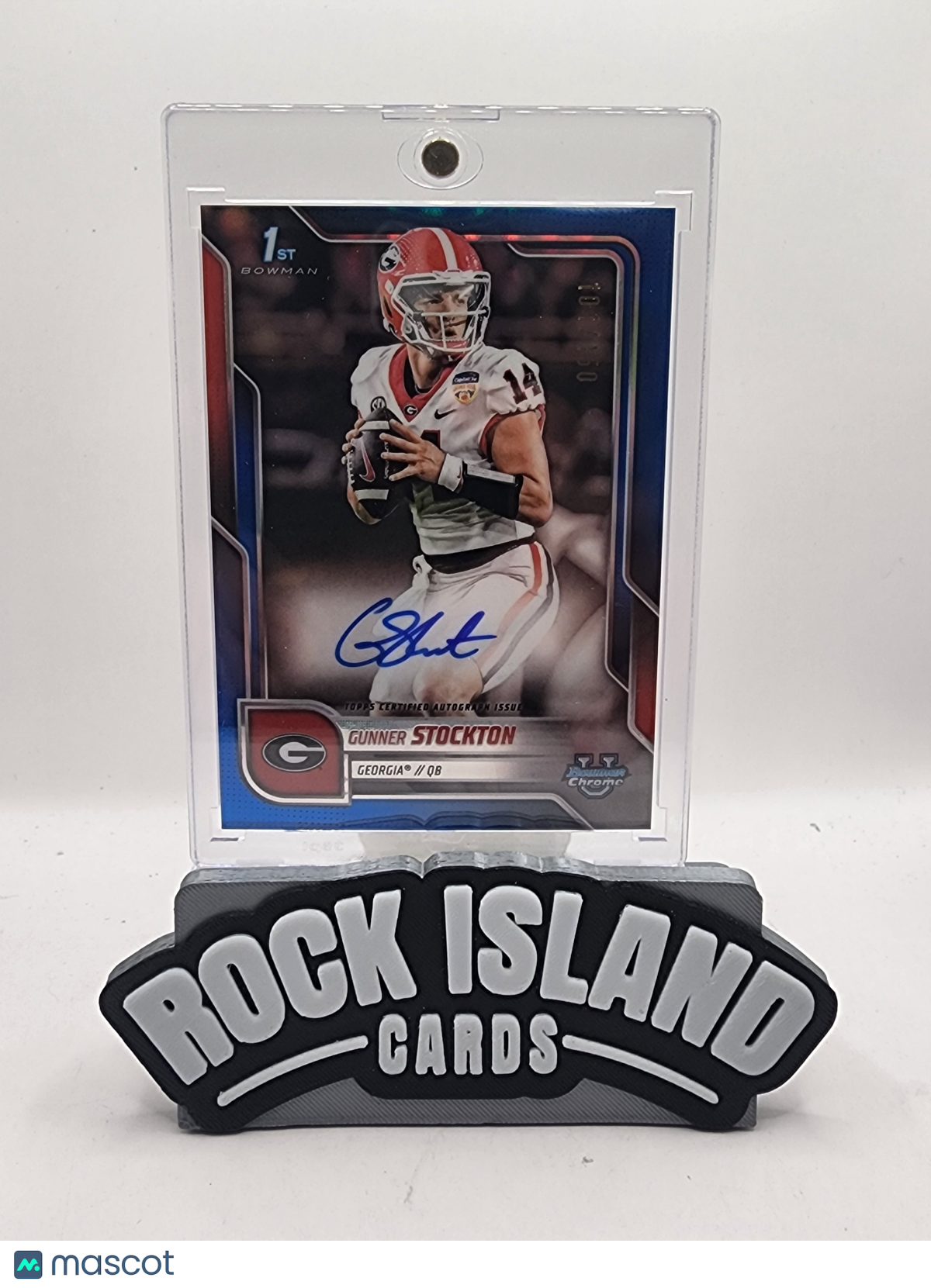 Gunner Stockton 2025 Bowman University Chrome Football Blue Refractor / 150