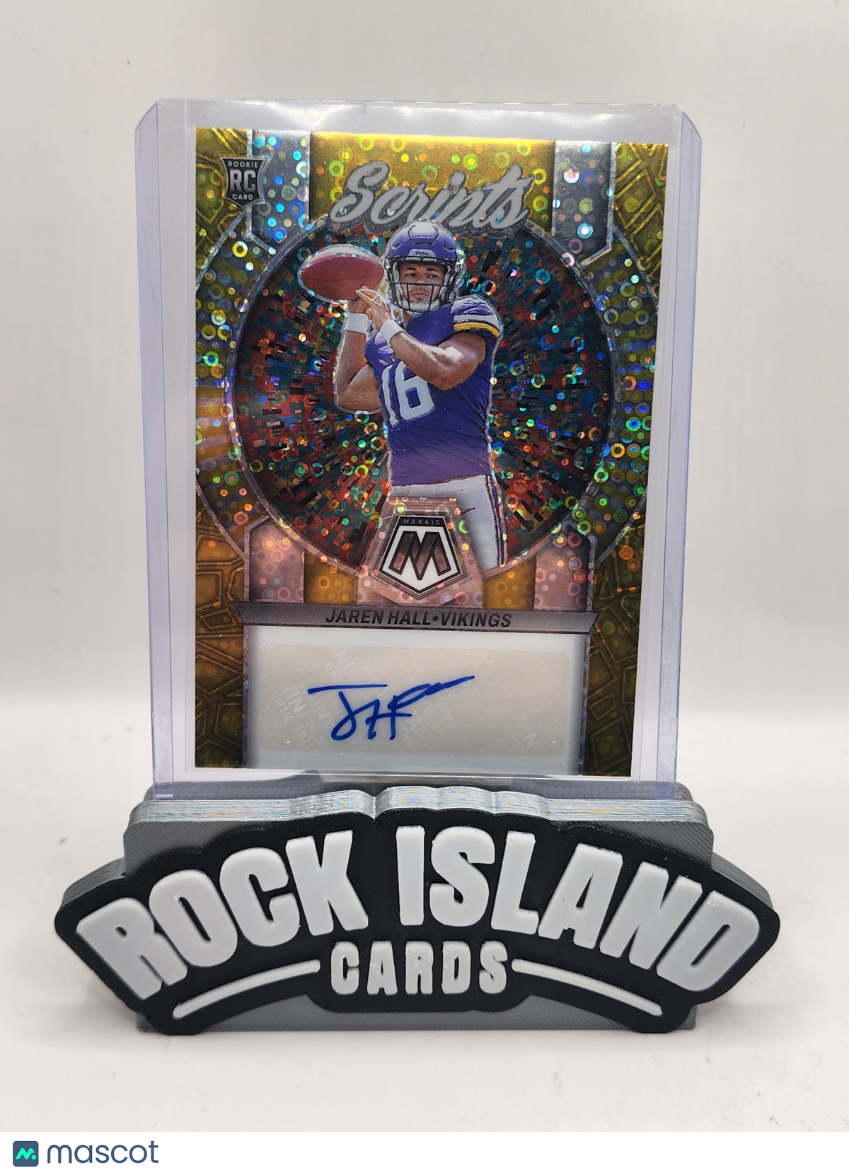 Jaren Hall 2023 Panini Mosaic #RS-JHAL No Huddle Gold Prizm /10 Rookie Auto