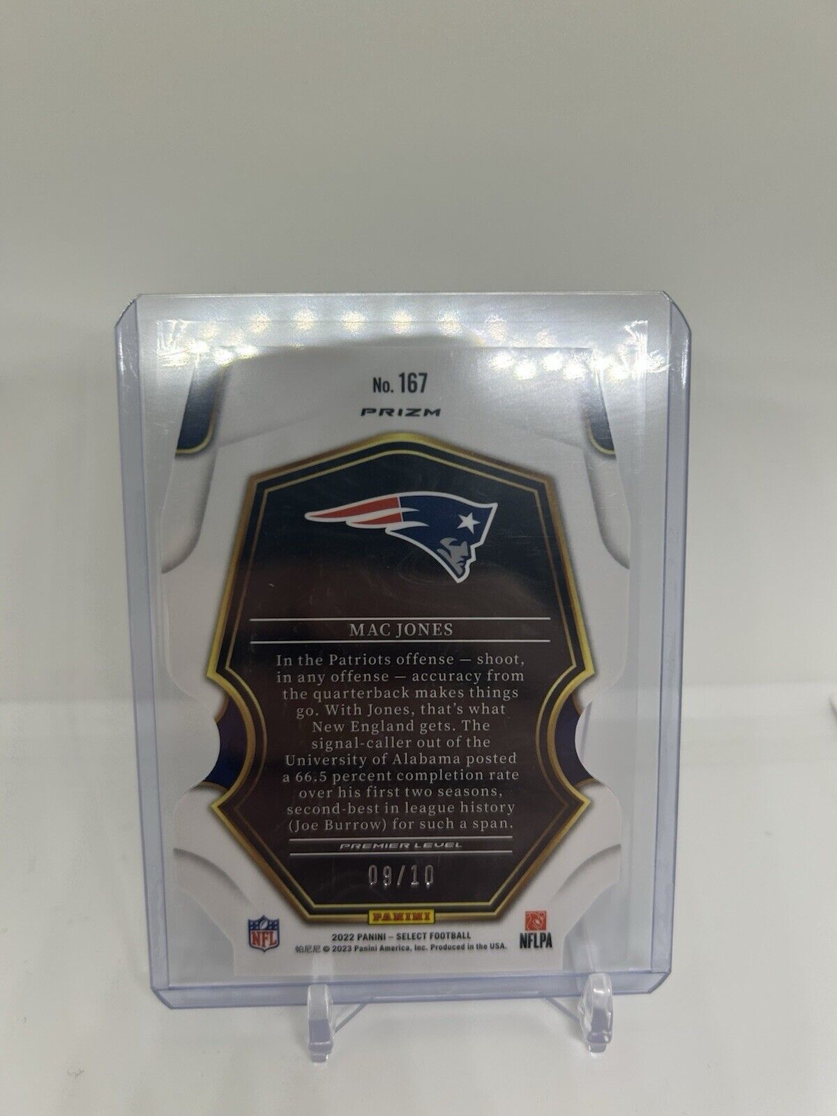 Mac Jones 2022 Panini Select Gold Die Cut /10