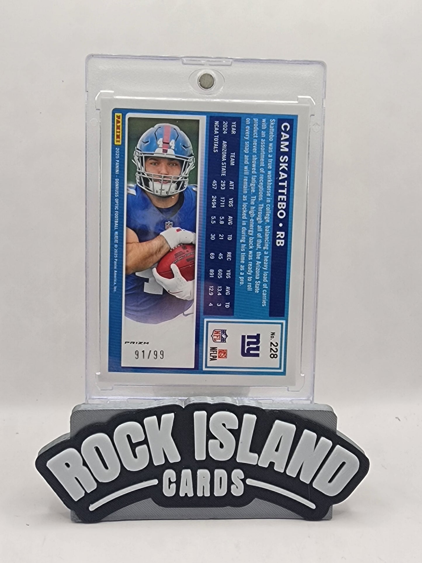 Cam Skattebo 2025 Panini Donruss Optic #228 Pink Velocity Rookie 91/99