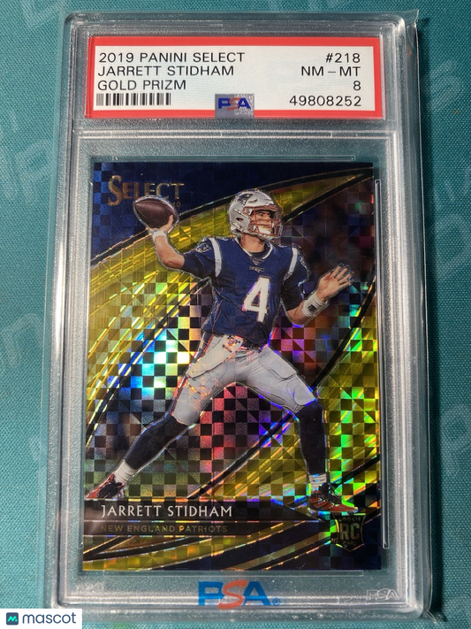 Jarrett Stidham 2019 Panini Select #218 Gold /10 Rookie PSA 8