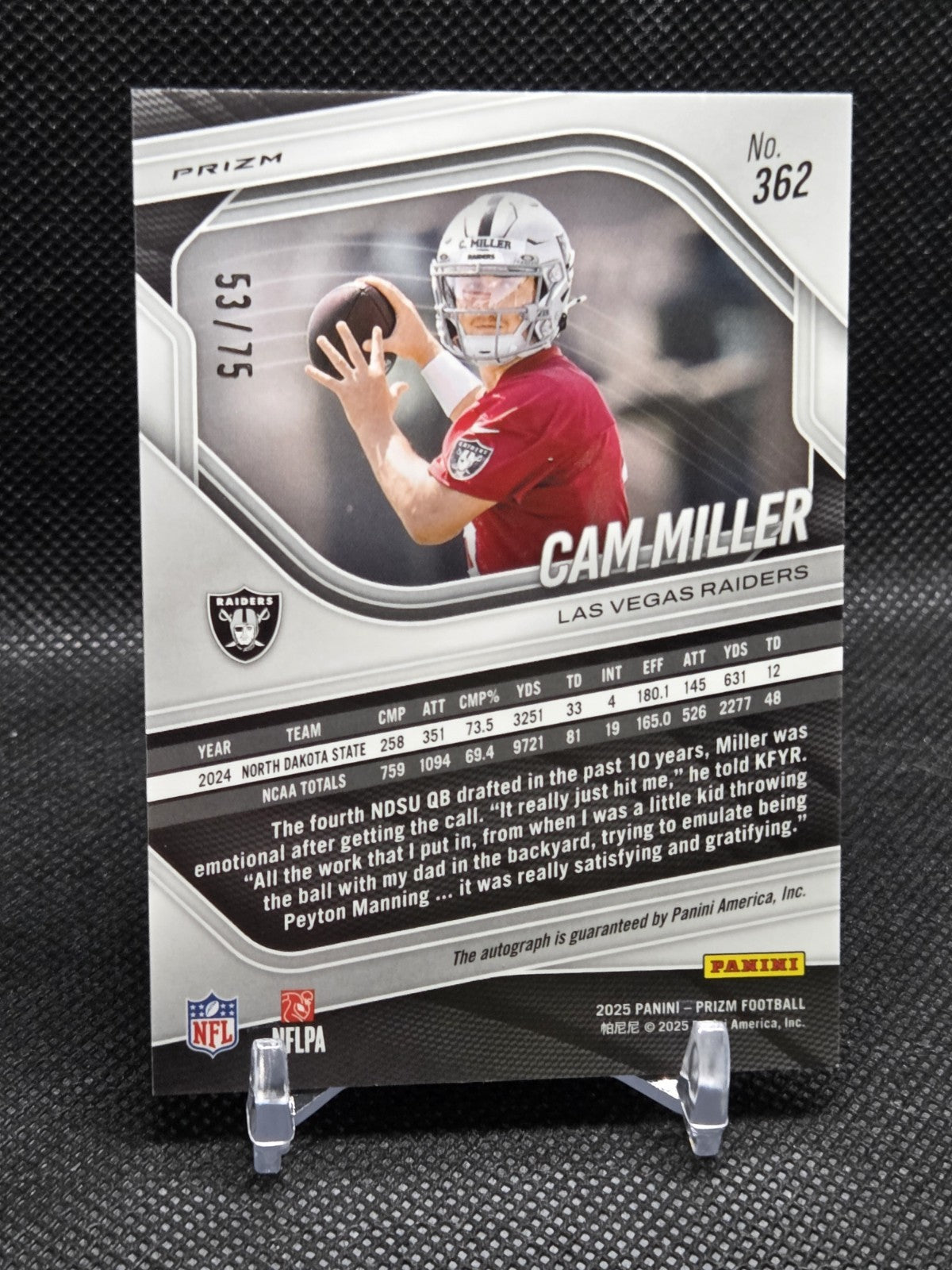 Cam Miller Prizm #362 Rookie Autographs Green Scope Prizm /75 Rookie