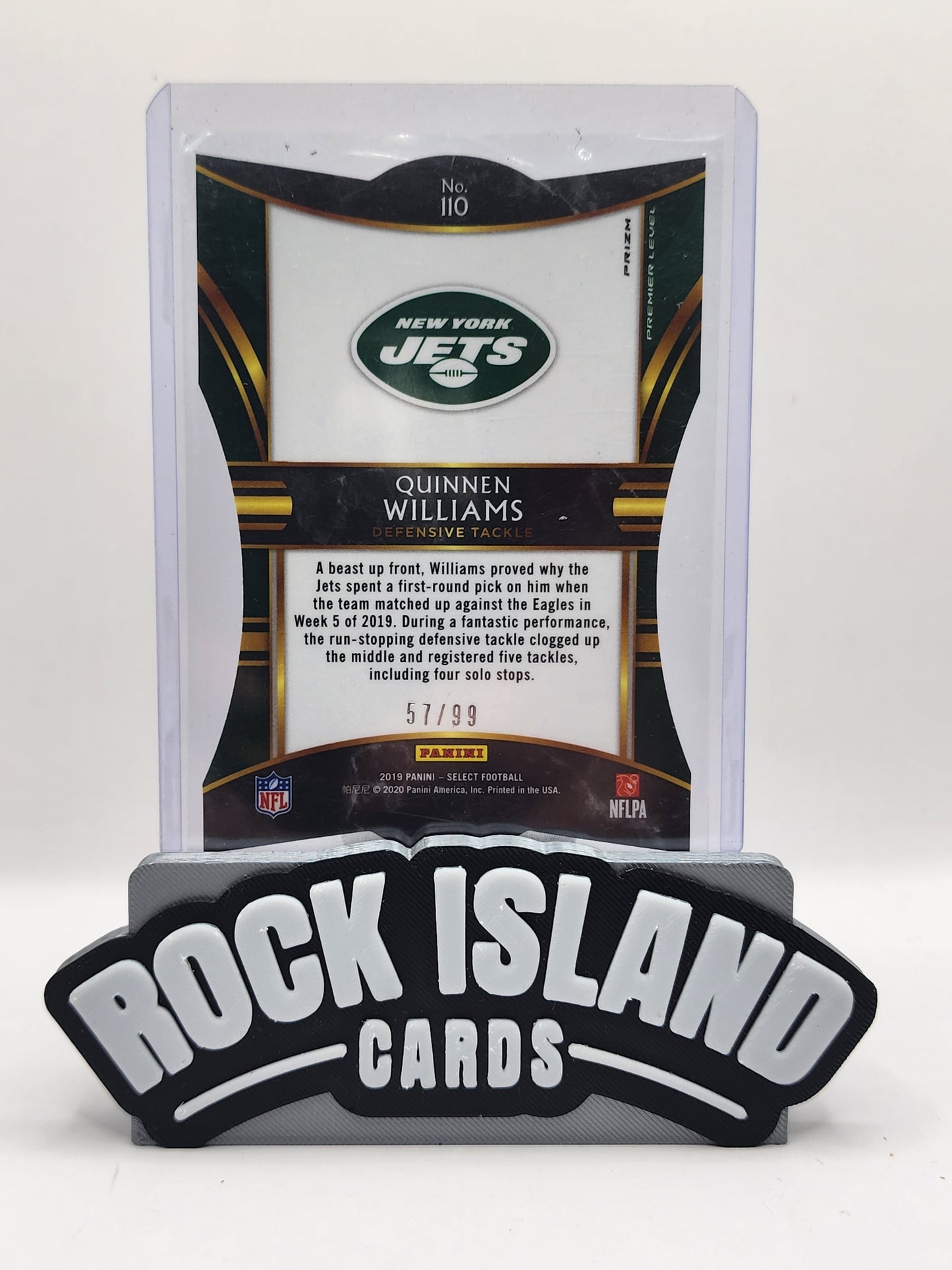 Quinnen Williams 2019 Panini Select #110 Light Blue Die Cut /99 Rookie