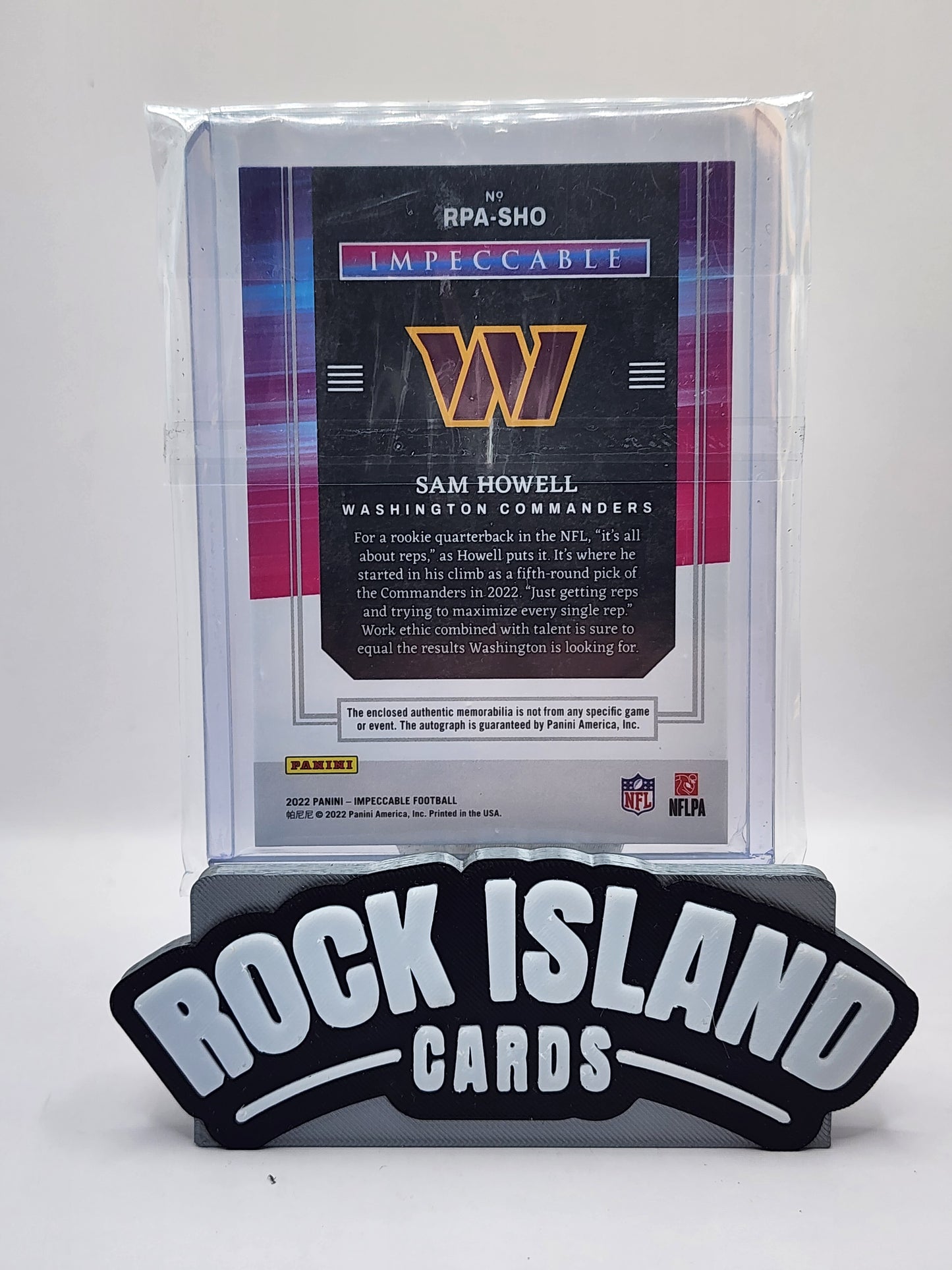 2022 Panini Impeccable Football Sam Howell RC Auto Patch /99