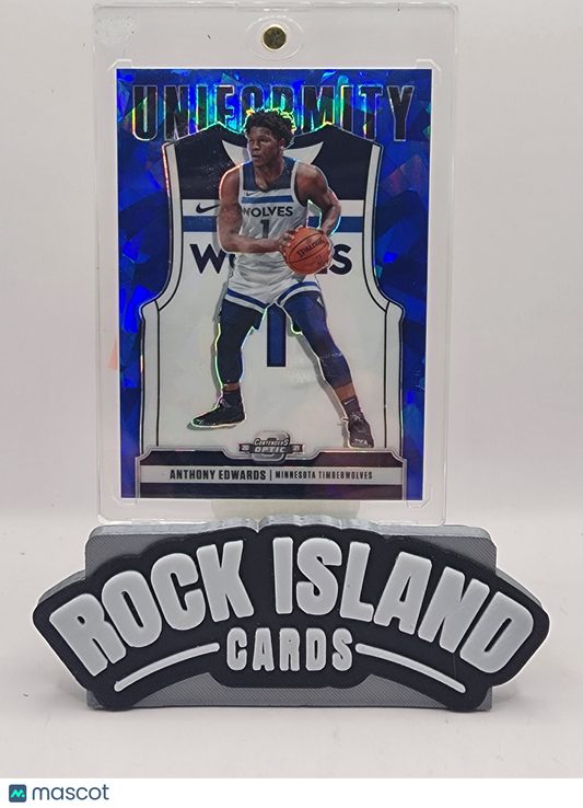 Anthony Edwards 2020-21 Panini Prizm #32 Blue Cracked Ice Uniformity Rookie
