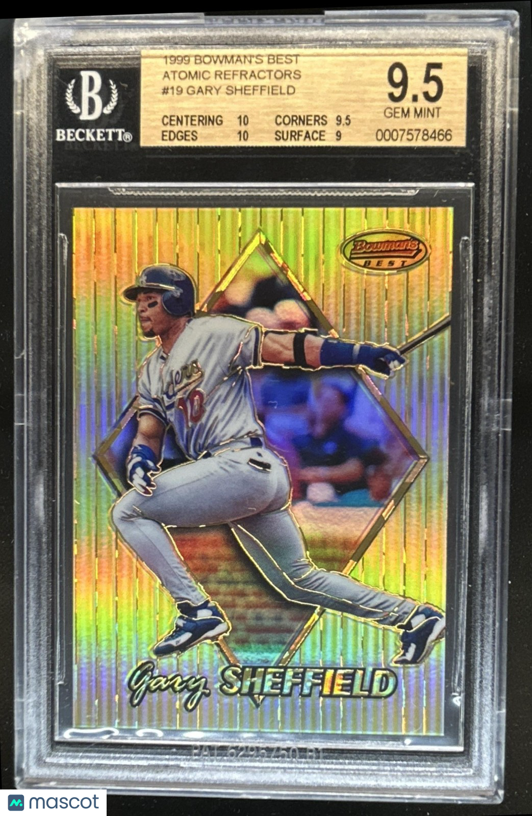 1999 Bowman's Best Gary Sheffield Atomic Refractor #/100 Dodgers BGS 9.5