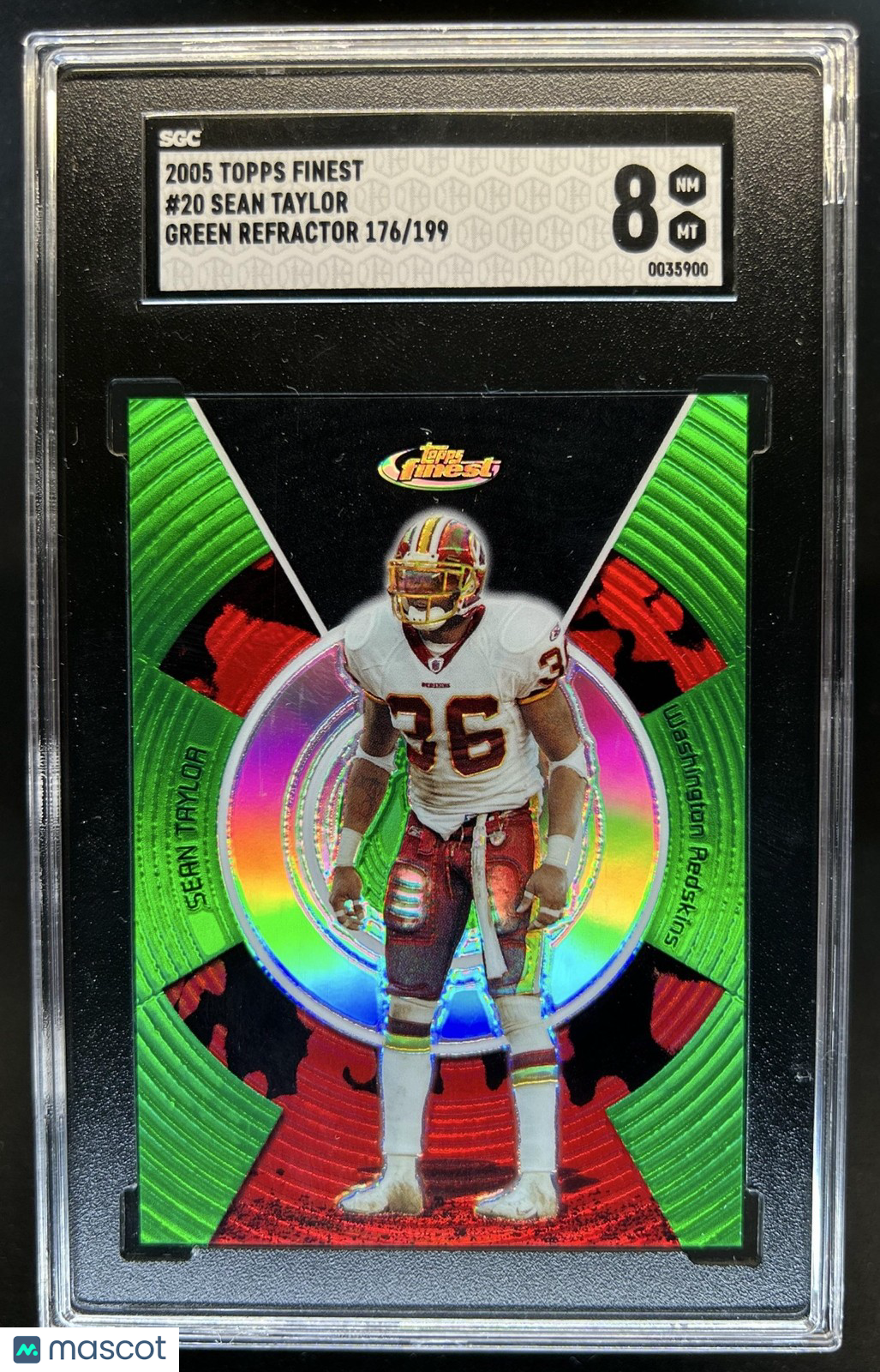 2005 Topps Finest Sean Taylor Green Refractor #/199 Redskins SGC 8