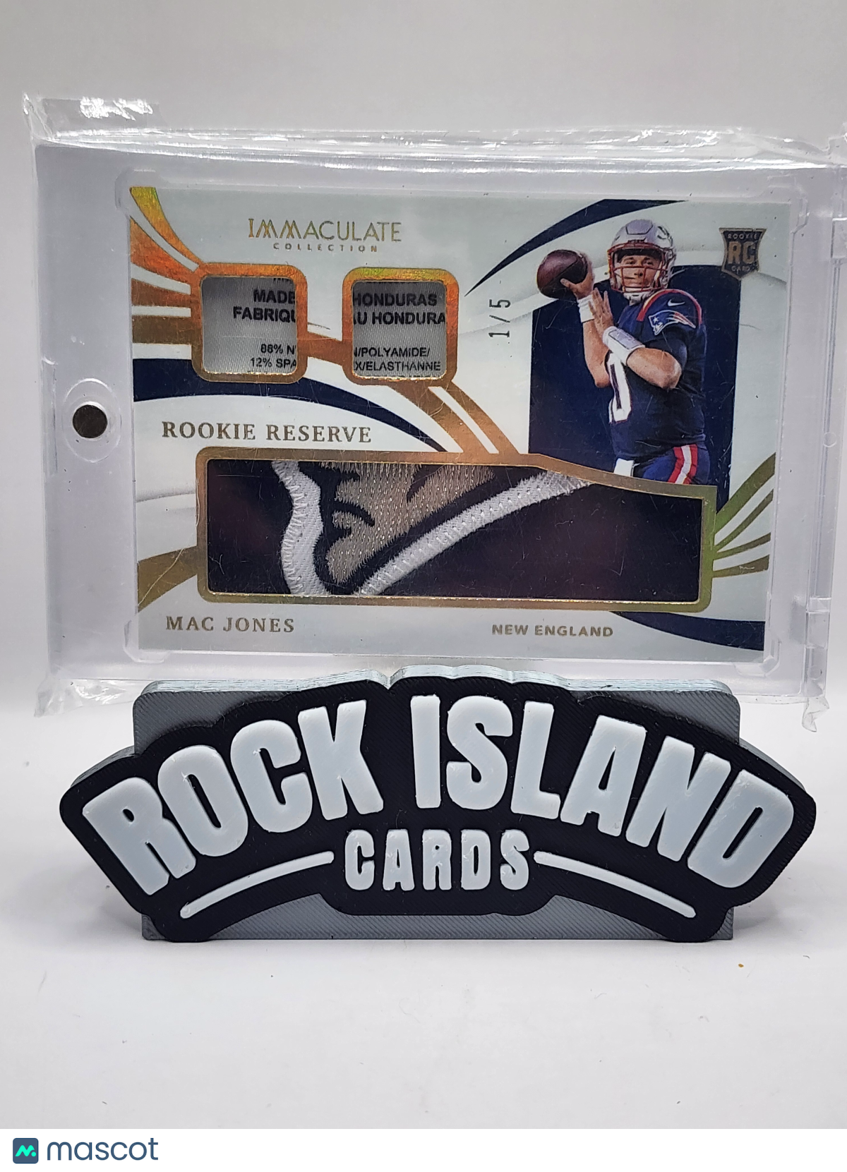 Mac Jones 2021 Panini Immaculate Collection #RR-MJ Rookie Laundry Tag / Logo /5