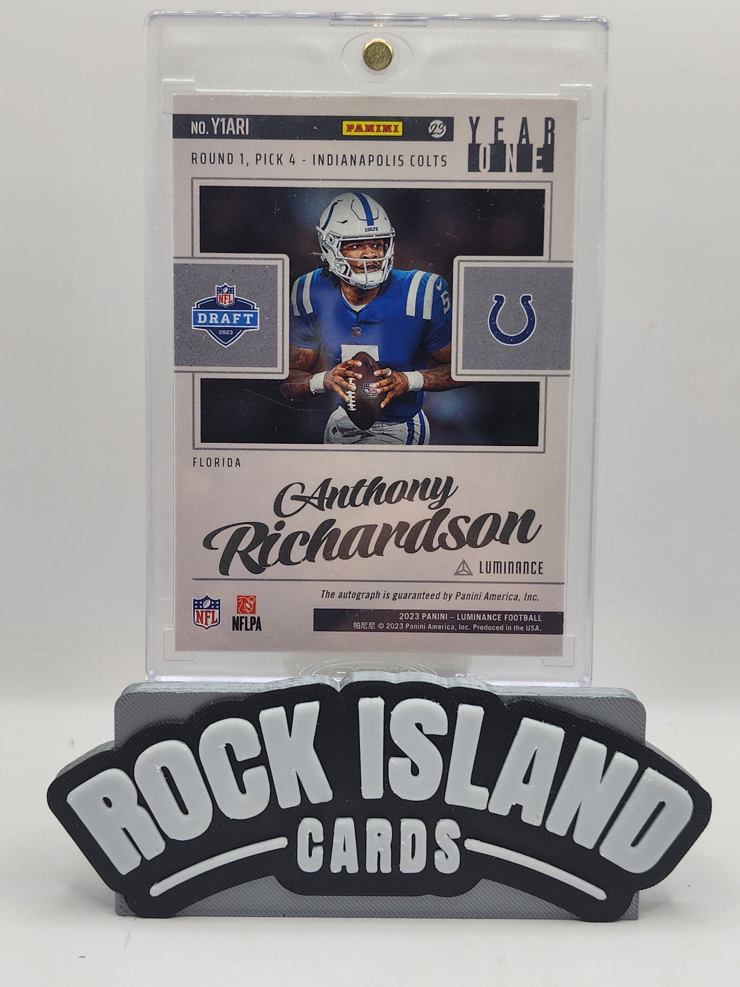 Anthony Richardson 2023 Panini Luminance #Y1ARI Year One Blue Ink Auto Rookie