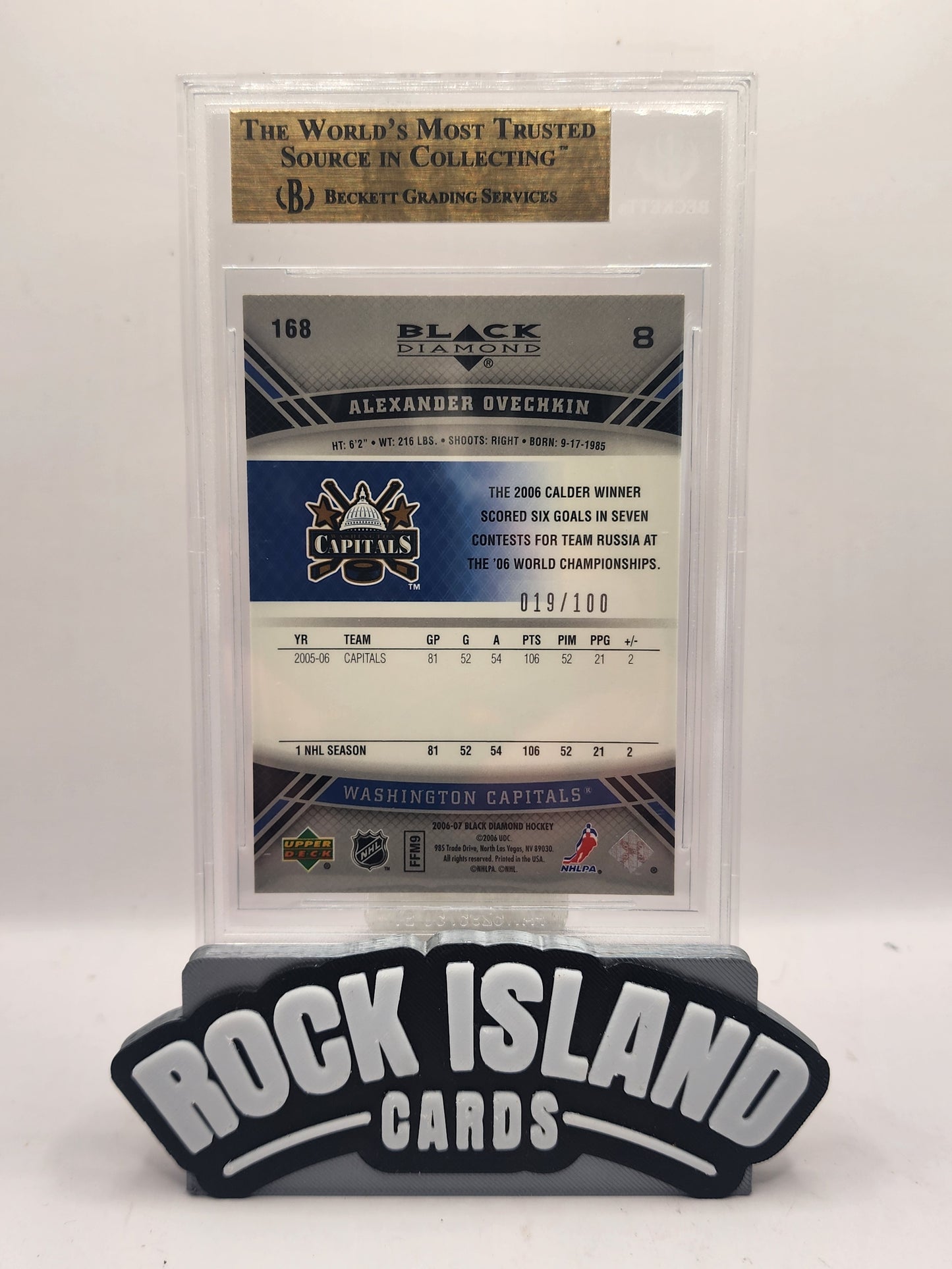 Alexander Ovechkin 2006 Upper Deck Black Diamond #168B Ruby /100 BGS 9.5