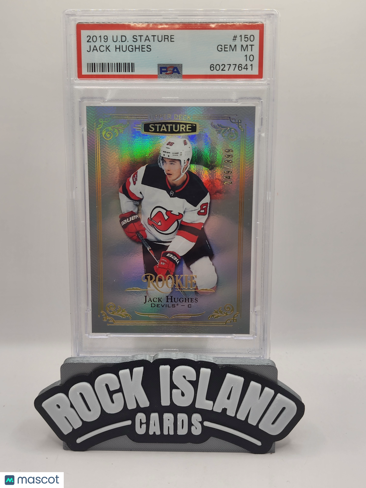 Jack Hughes 2019 Upper Deck Stature #150 / 999 PSA 10