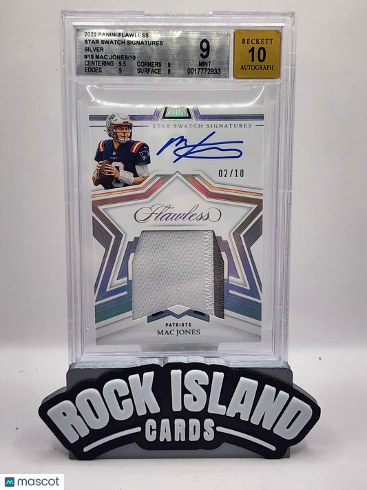 Mac Jones 2022 Panini Flawless Star Swatch Signatures Silver /10 BGS 9 Auto 10