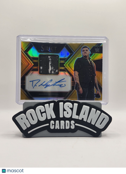 Dominik Mysterio 2023 Panini Select Prizm #AM-DMY Gold Autograph 07/10 Patch