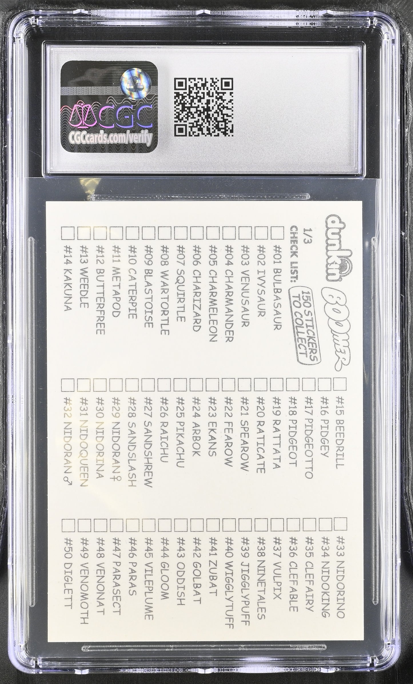 Gastly 2000 Dunkin' Boomer PokeMon Sticker Cards #92 CGC 7.5