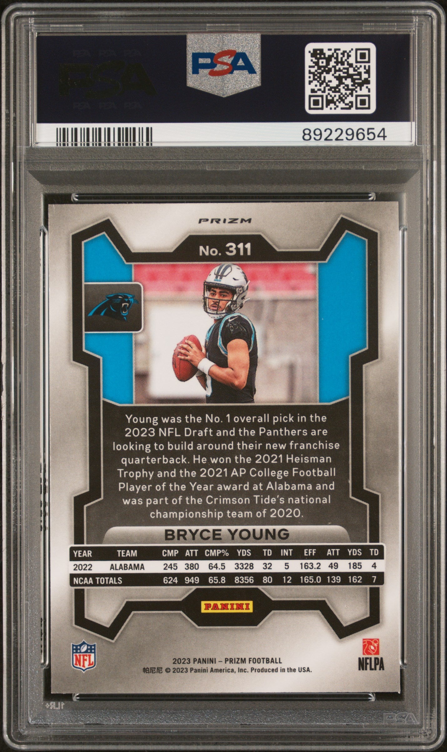 Bryce Young 2023 Panini Prizm #311 Black & White Checker Rookie PSA 10
