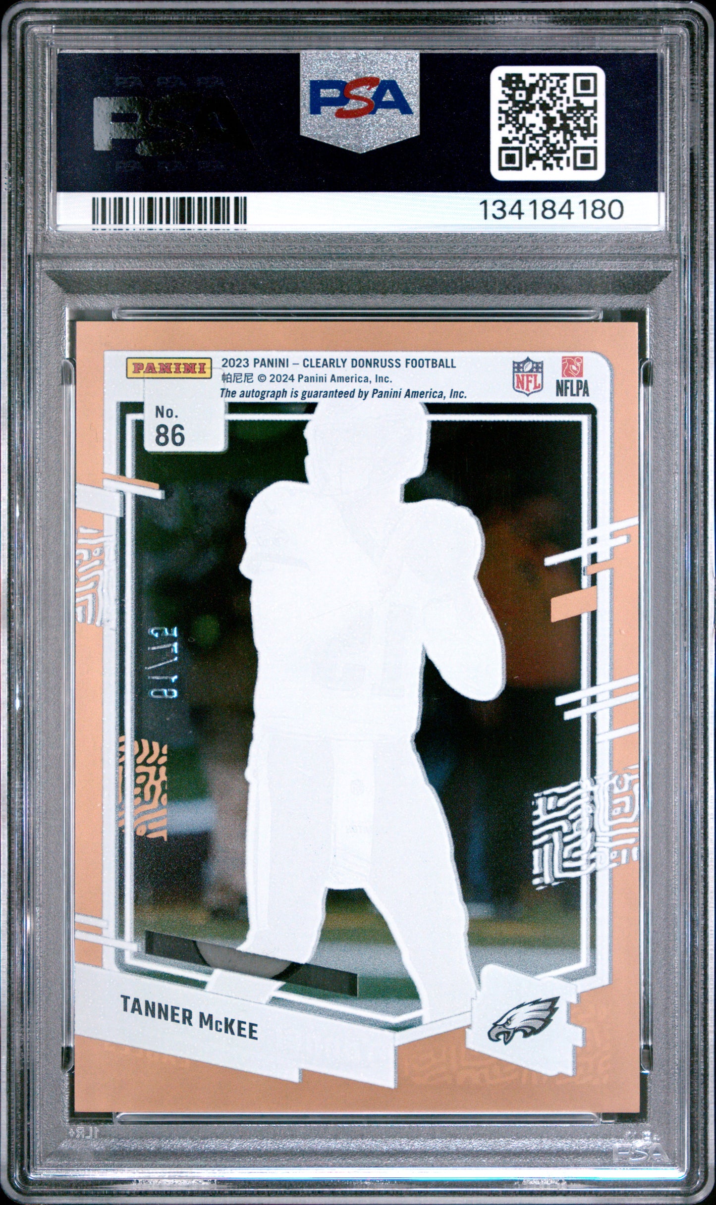 Tanner Mckee 2023 Panini Clearly Donruss #86 Autograph Orange Rookie /75 PSA 10