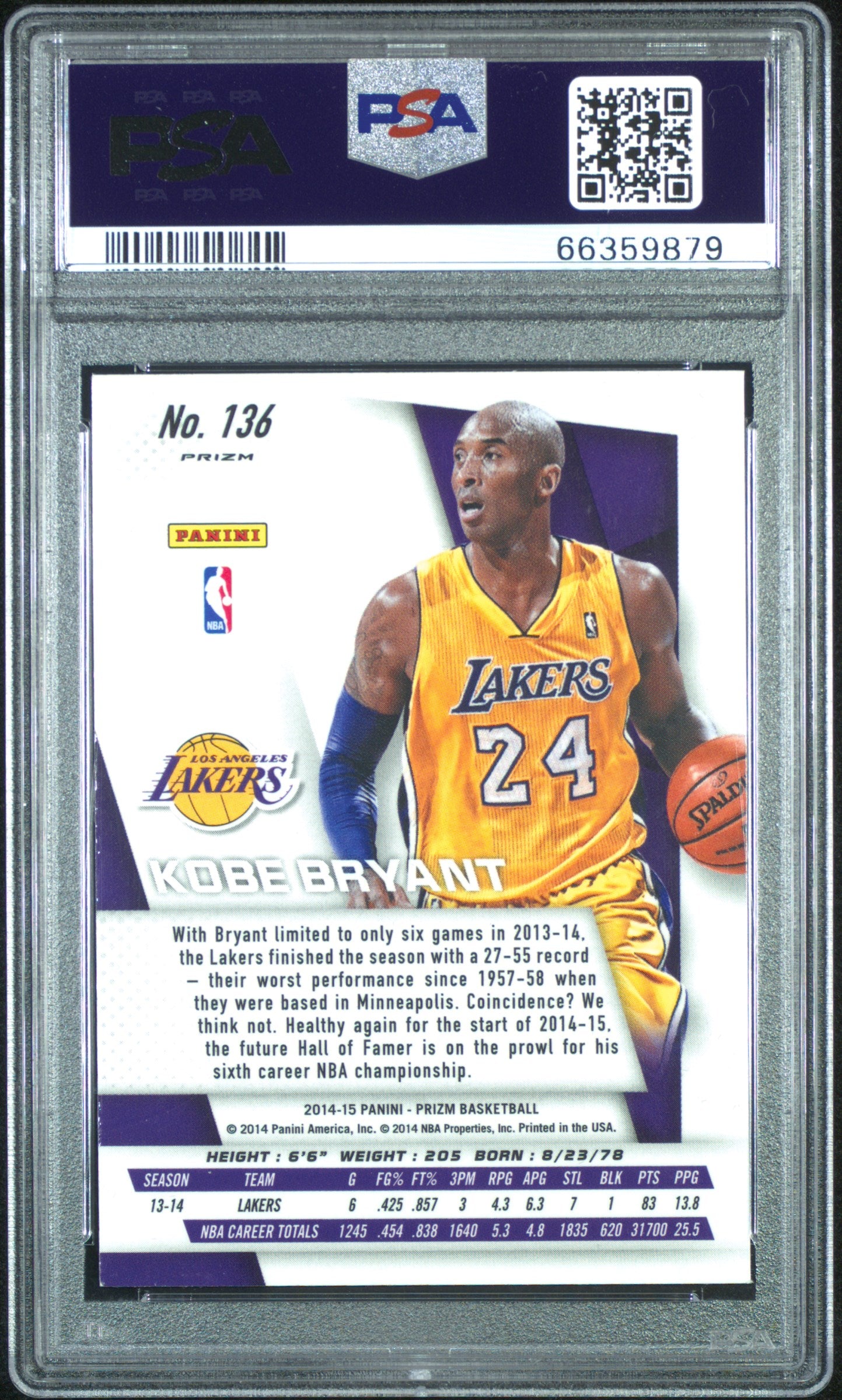Kobe Bryant 2014 Panini Prizm #136 Green PSA 9
