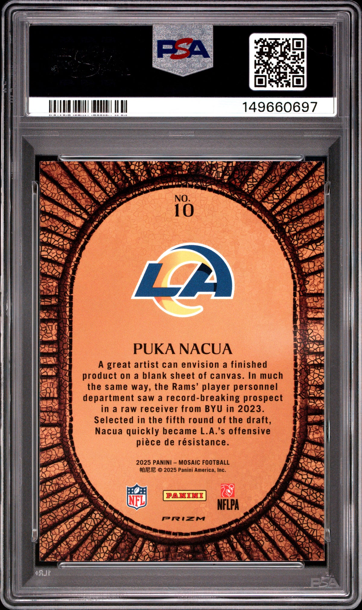 Puka Nacua 2025 Panini Mosaic #10 Micro Mosaic PSA 10