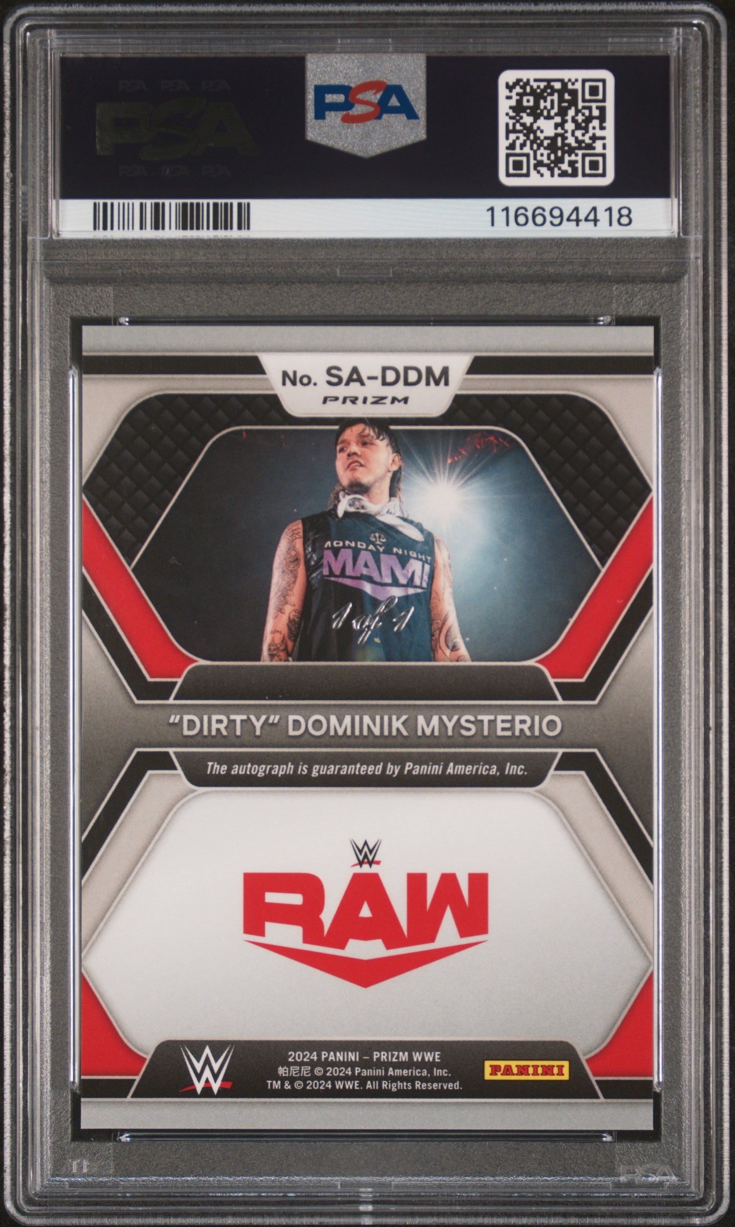 Dominik Mysterio 2024 Panini Prizm WWE Superstar Autographs Black 1/1 PSA 10