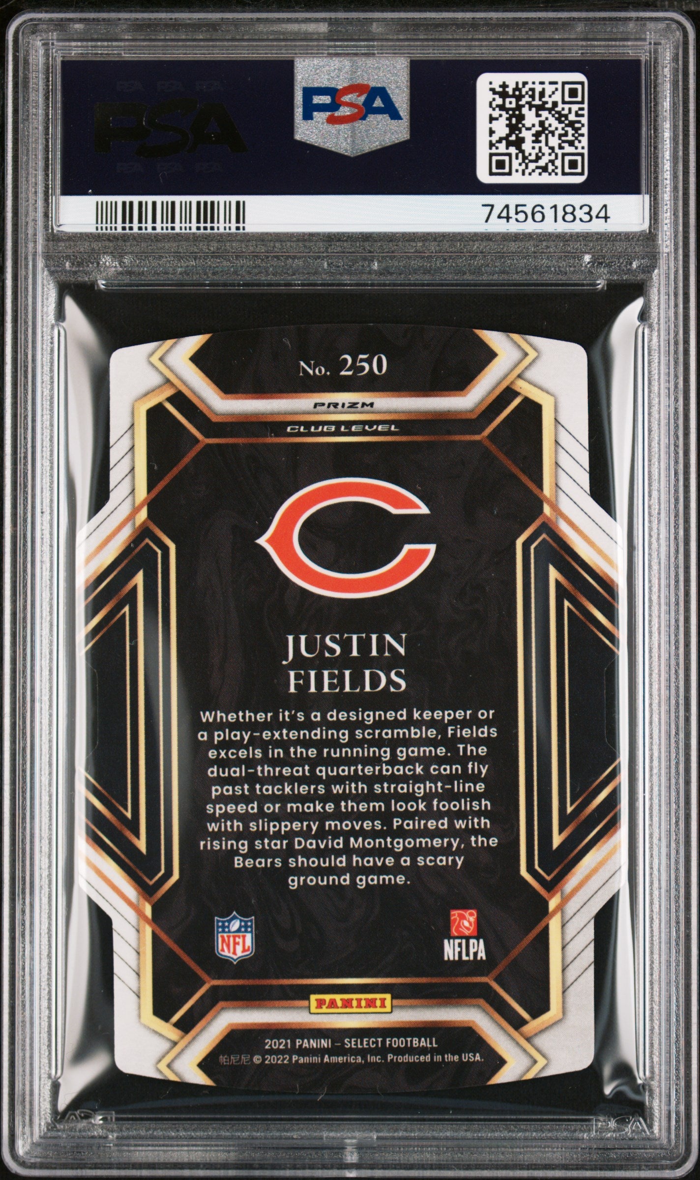 2021 Panini Select Justin Fields  D/C Green/Yellow Prizm PSA 9 Auto