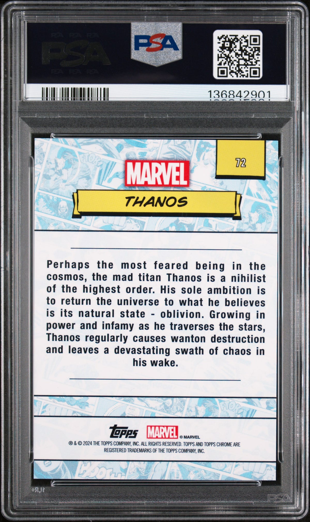 2024 Topps Chrome Marvel Sapphire Edition Thanos 12/50 #72 PSA 9