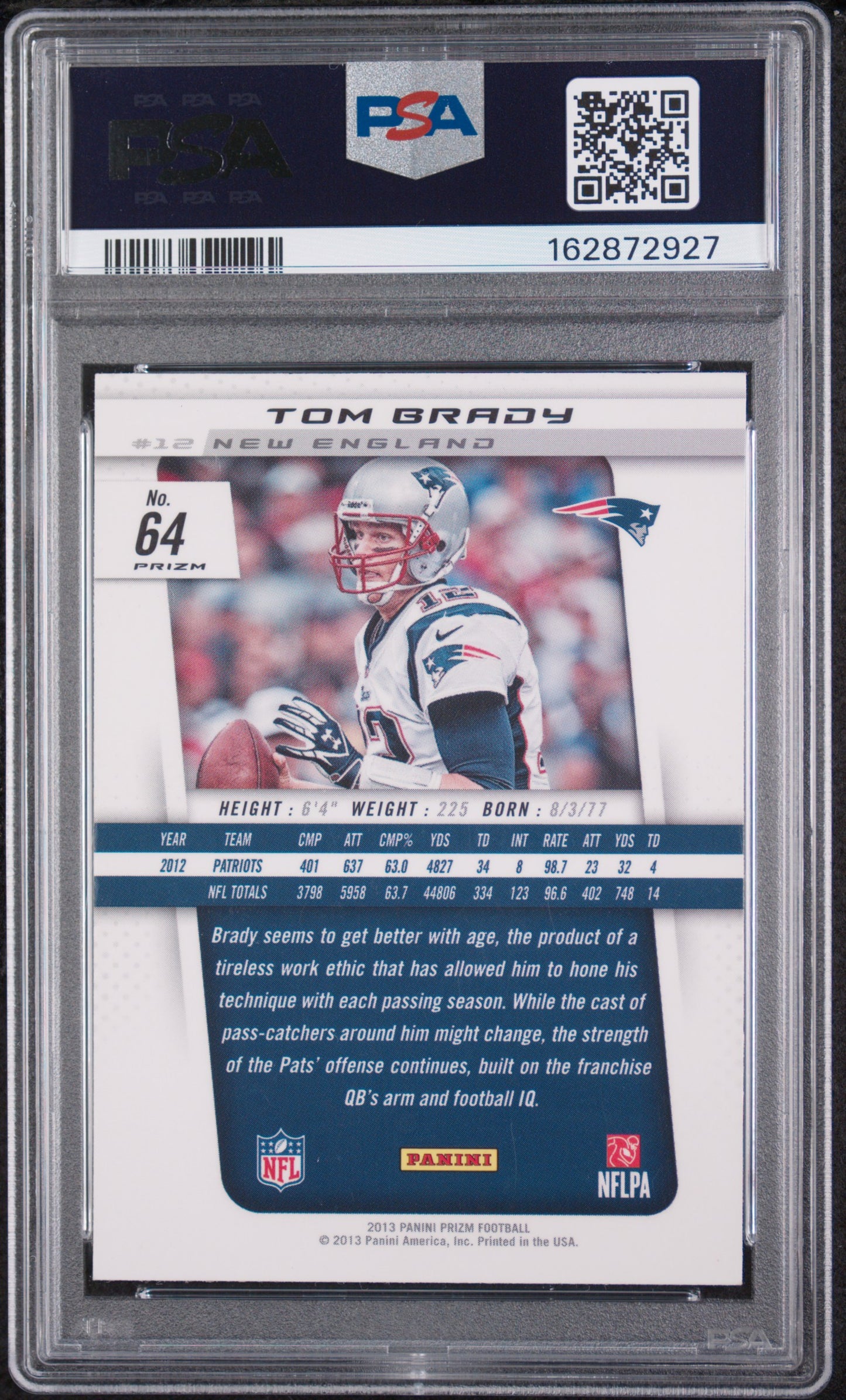 Tom Brady 2013 Panini Prizm #64 Green Retail SSP PSA 9