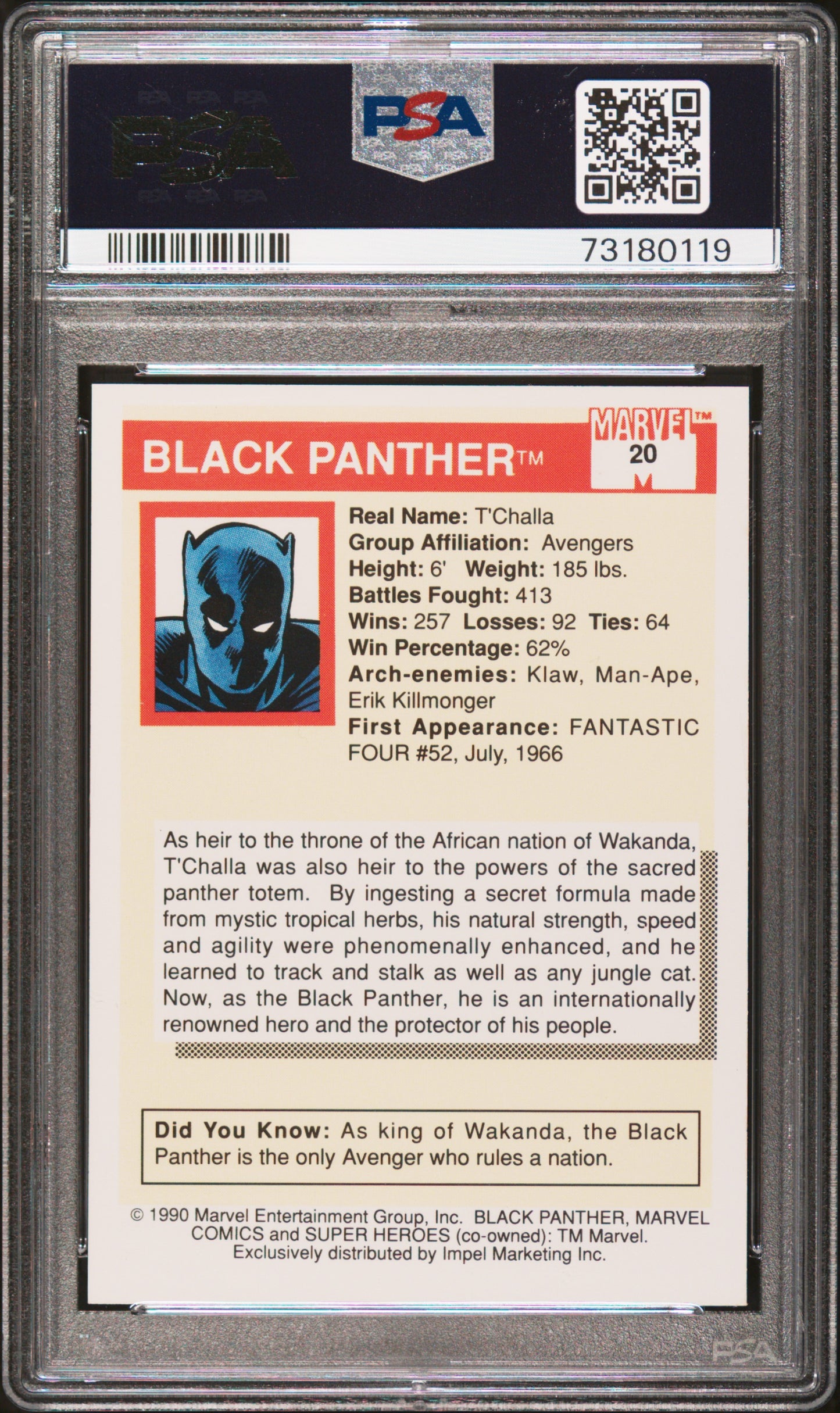 1990 Marvel Universe Black Panther #20 PSA 7