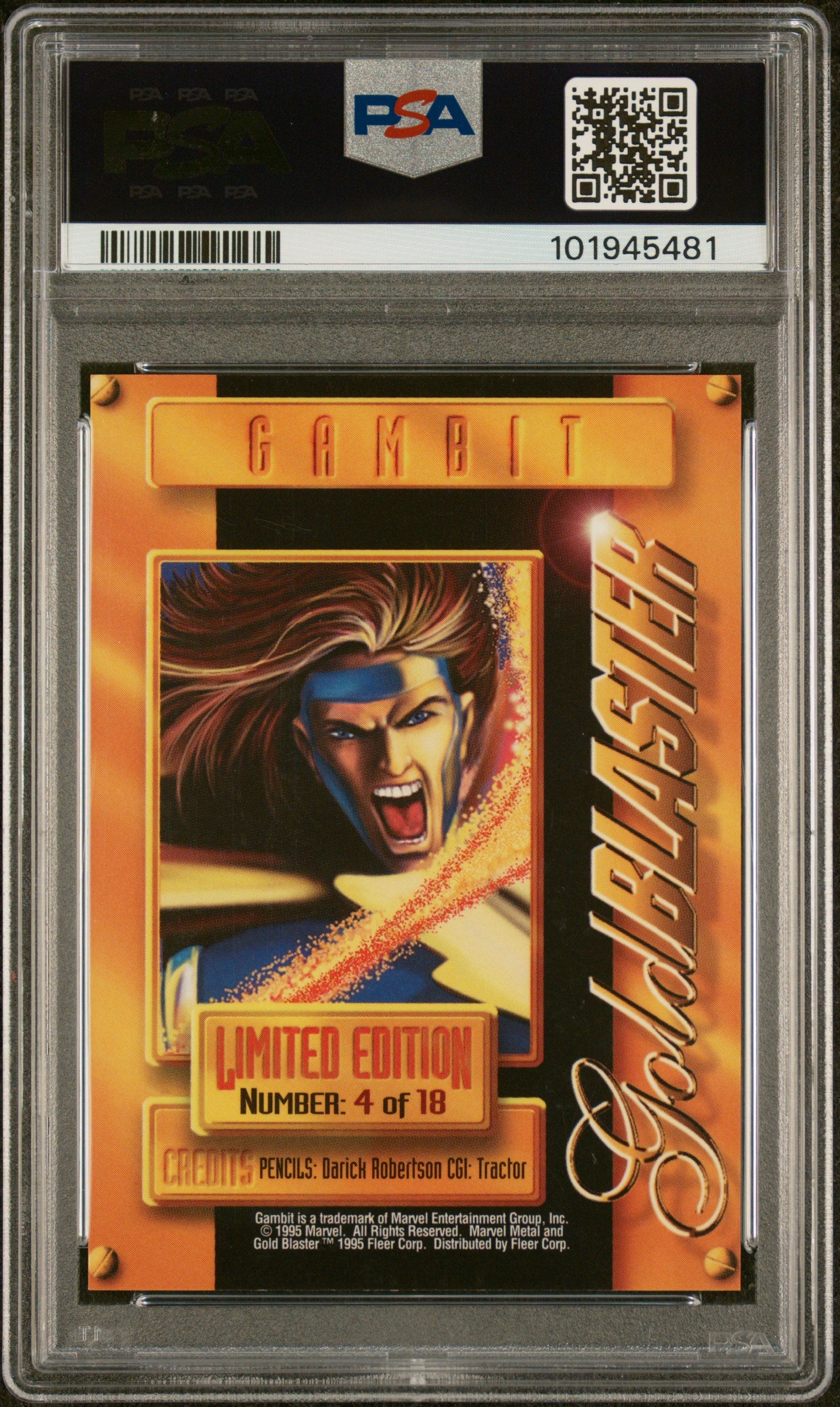 1995 Marvel Metal Metal Blaster Gambit #4 PSA 7