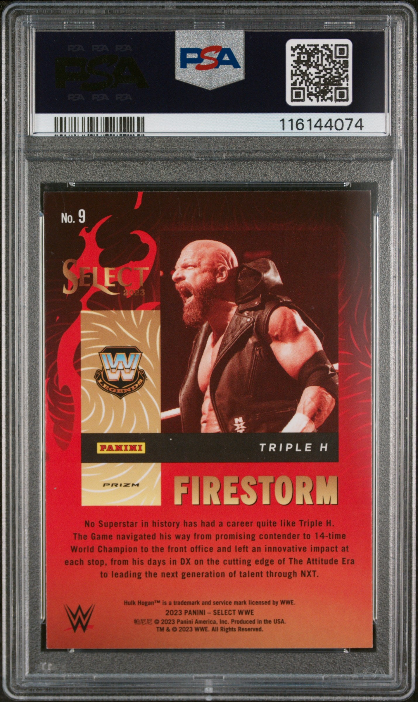 Triple H 2023 Panini Select WWE Firestorm #9 PSA 9