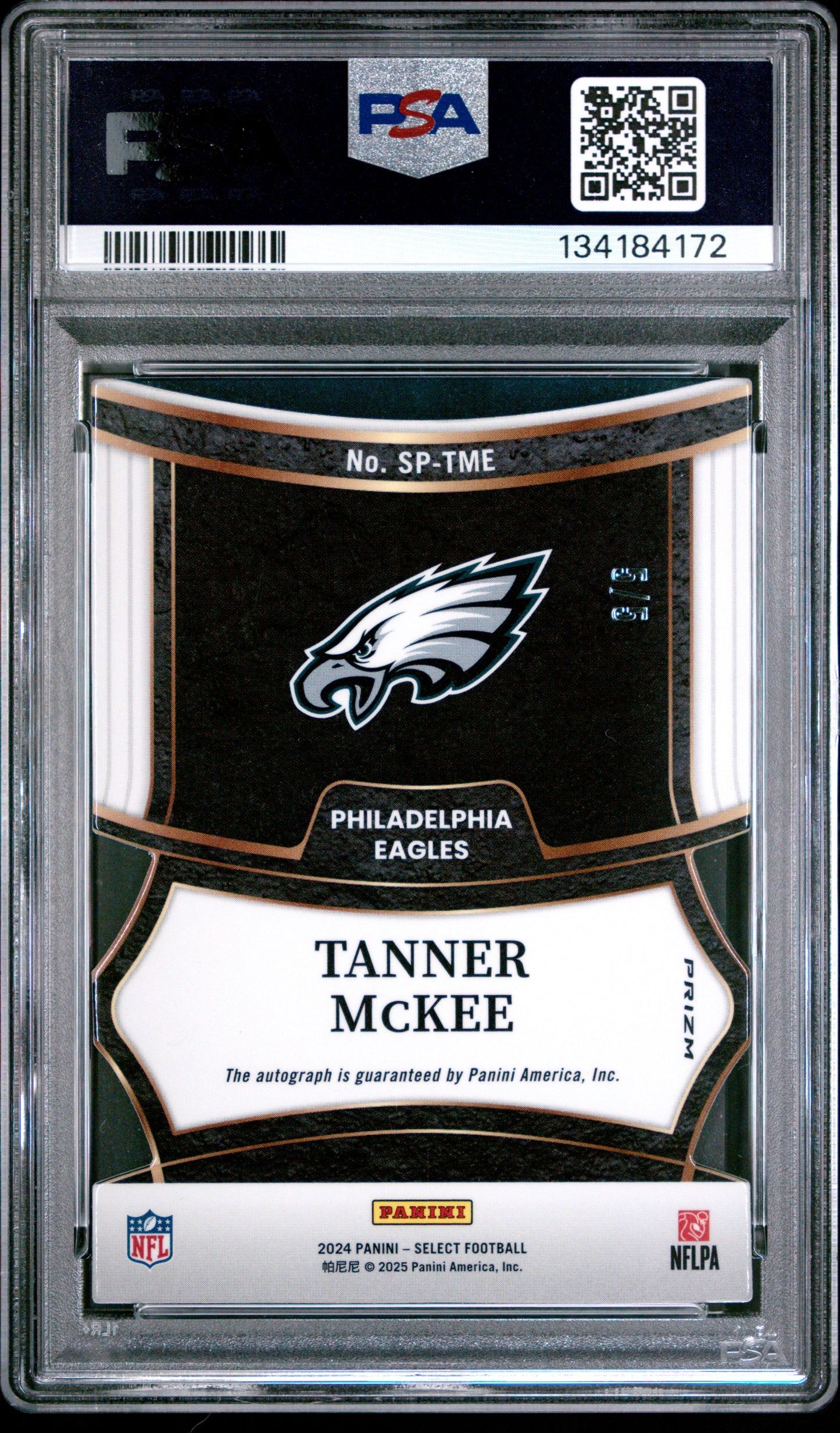 Tanner Mckee 2024 Panini Select Signatures #SPTME Die Cut Green Prizm 5/5 PSA 9