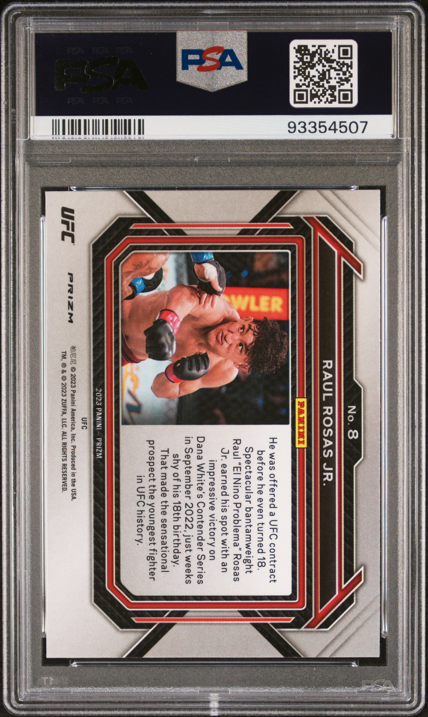 Raul Rosas JR. 2023 Panini Prizm UFC #8 Silver Rookie PSA 10