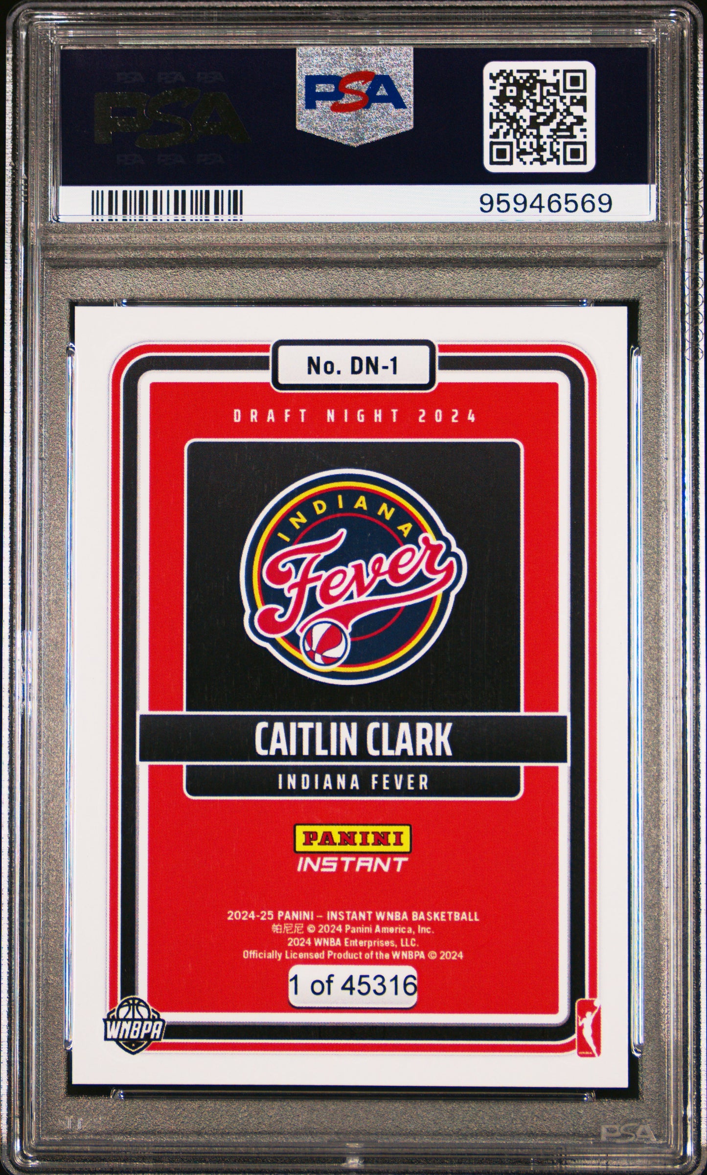 Caitlin Clark 2024 Panini Instant WNBA Draft Night #DN1 PSA 10